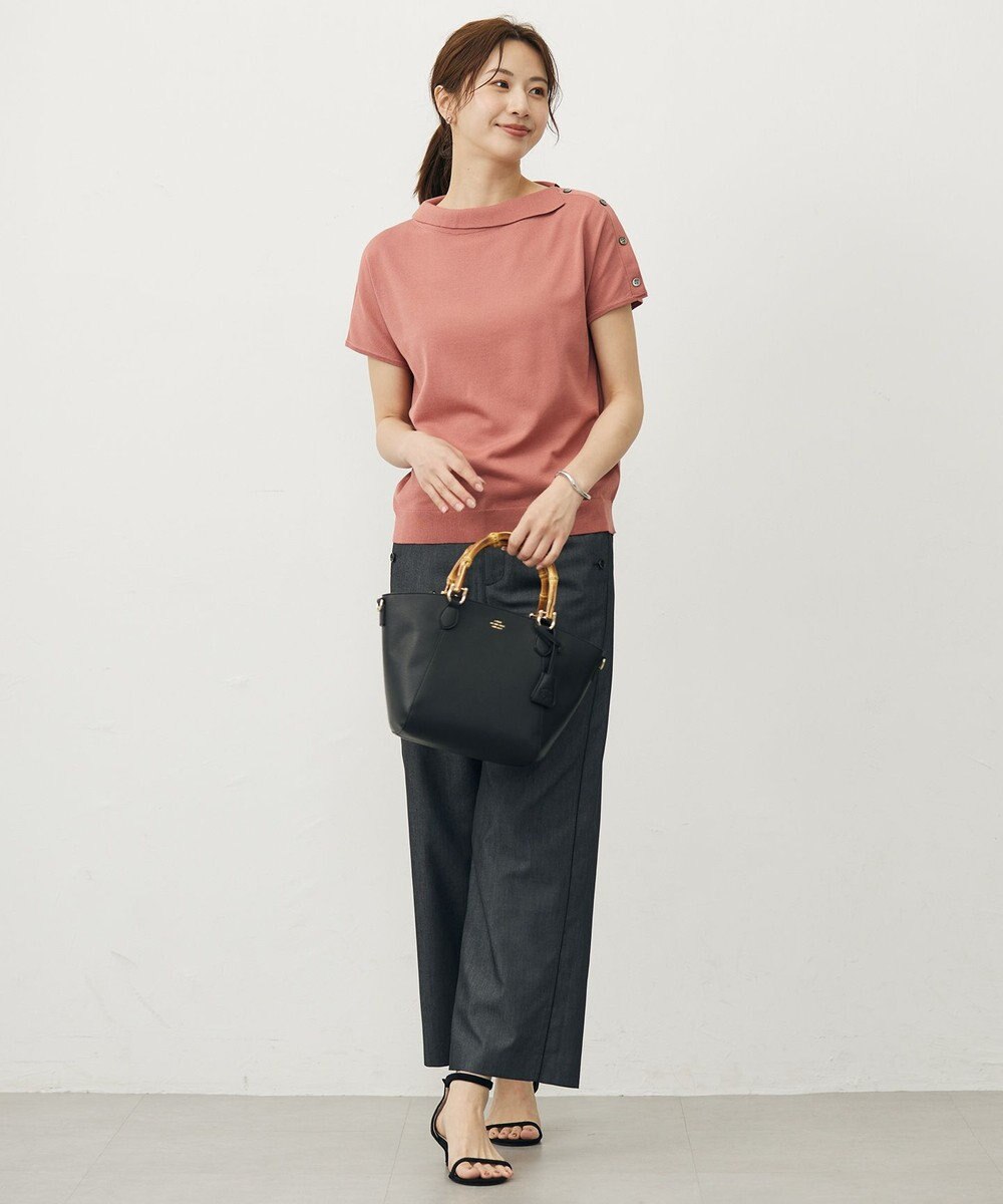 J.PRESS LADIES L 【洗える・防シワ・速乾】ツイルシャンブレー ワイド パンツ 