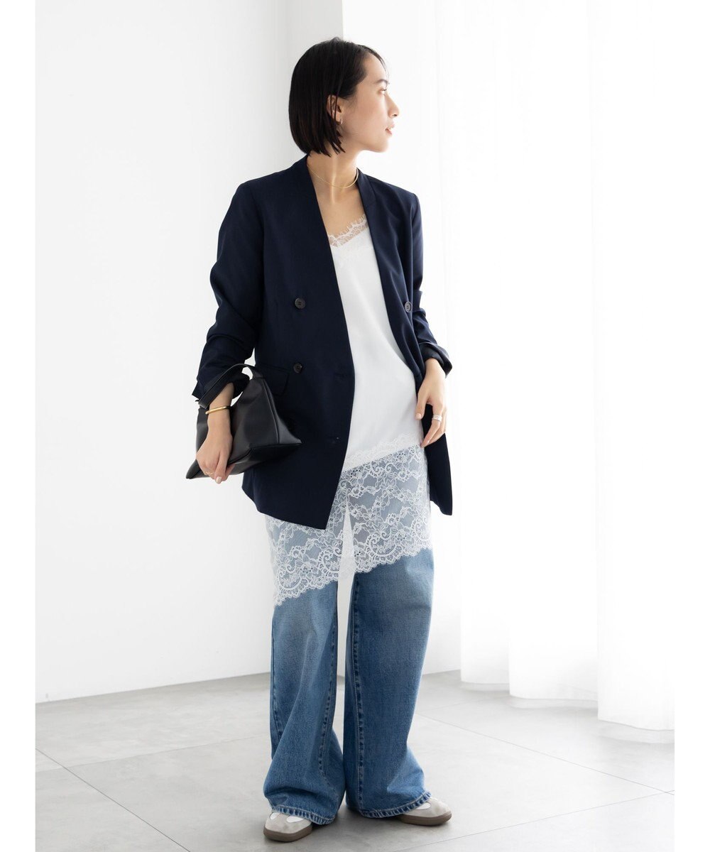 Te chichi ノーカラーダブルブレストジャケット 