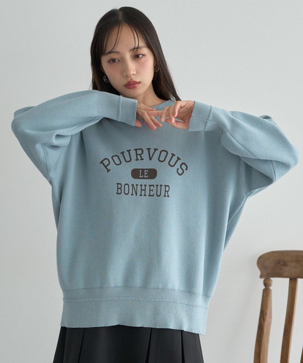 earth music&ecology 【洗濯機洗い可】スウェットライクロゴニットプルオーバー 