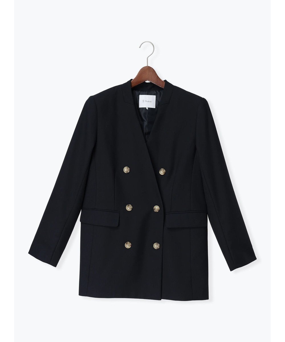 Te chichi ノーカラーダブルブレストジャケット 