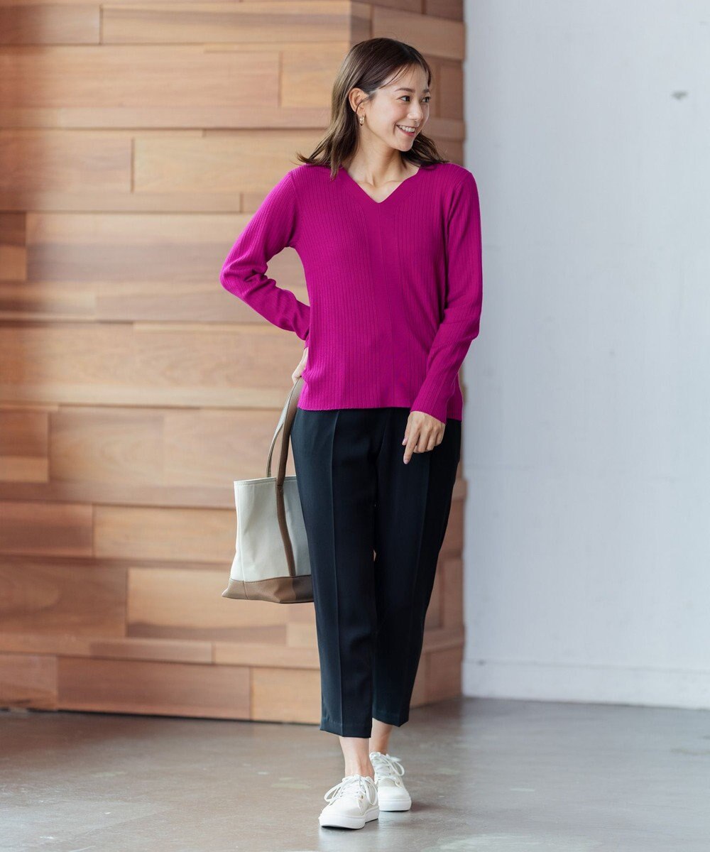 ANY 【洗える】Vネック リブニット 