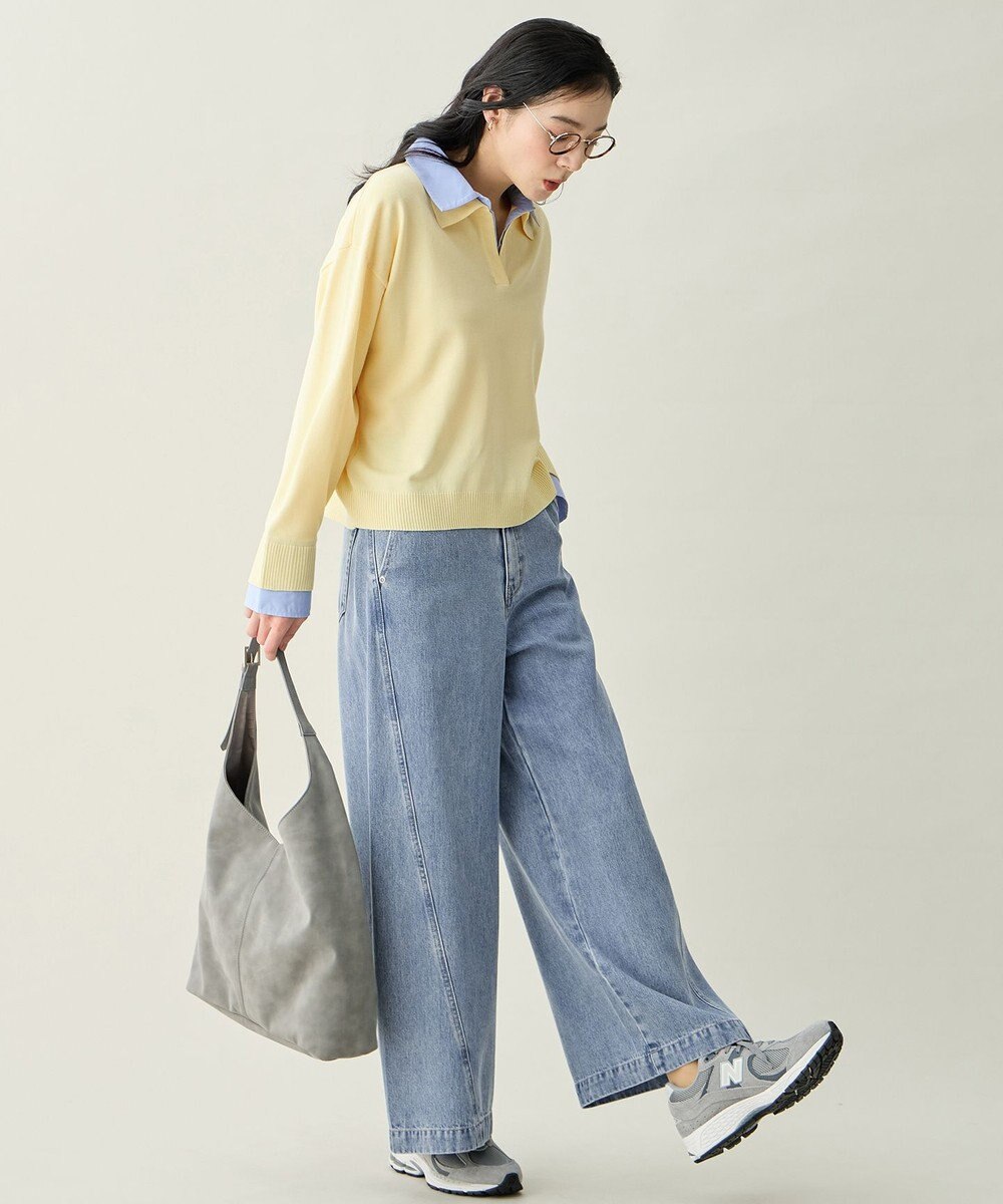 ANY L ファブリックコンビスキッパーニット 