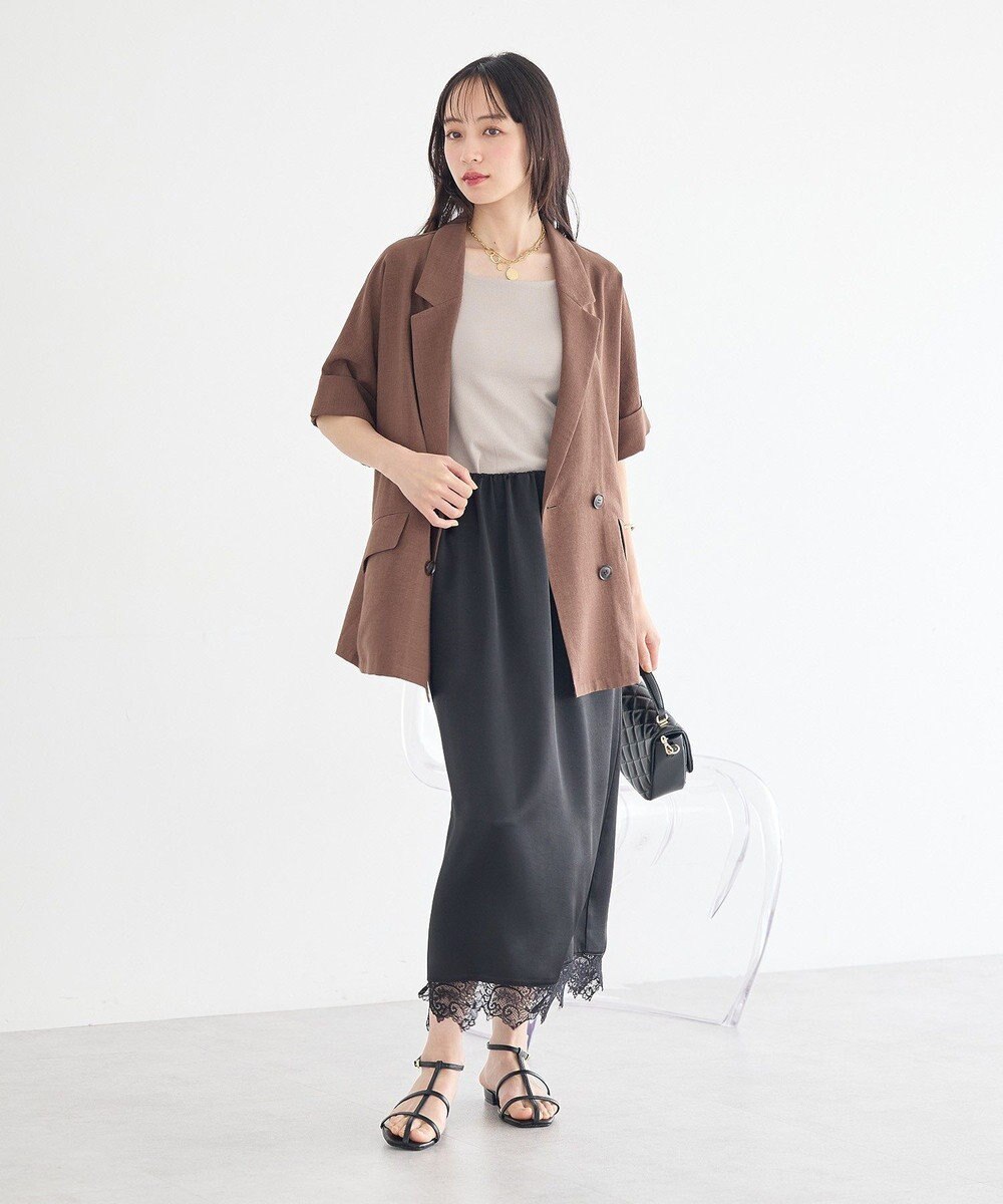 earth music&ecology 【セットアップ対応】リネンライクダブルジャケット 