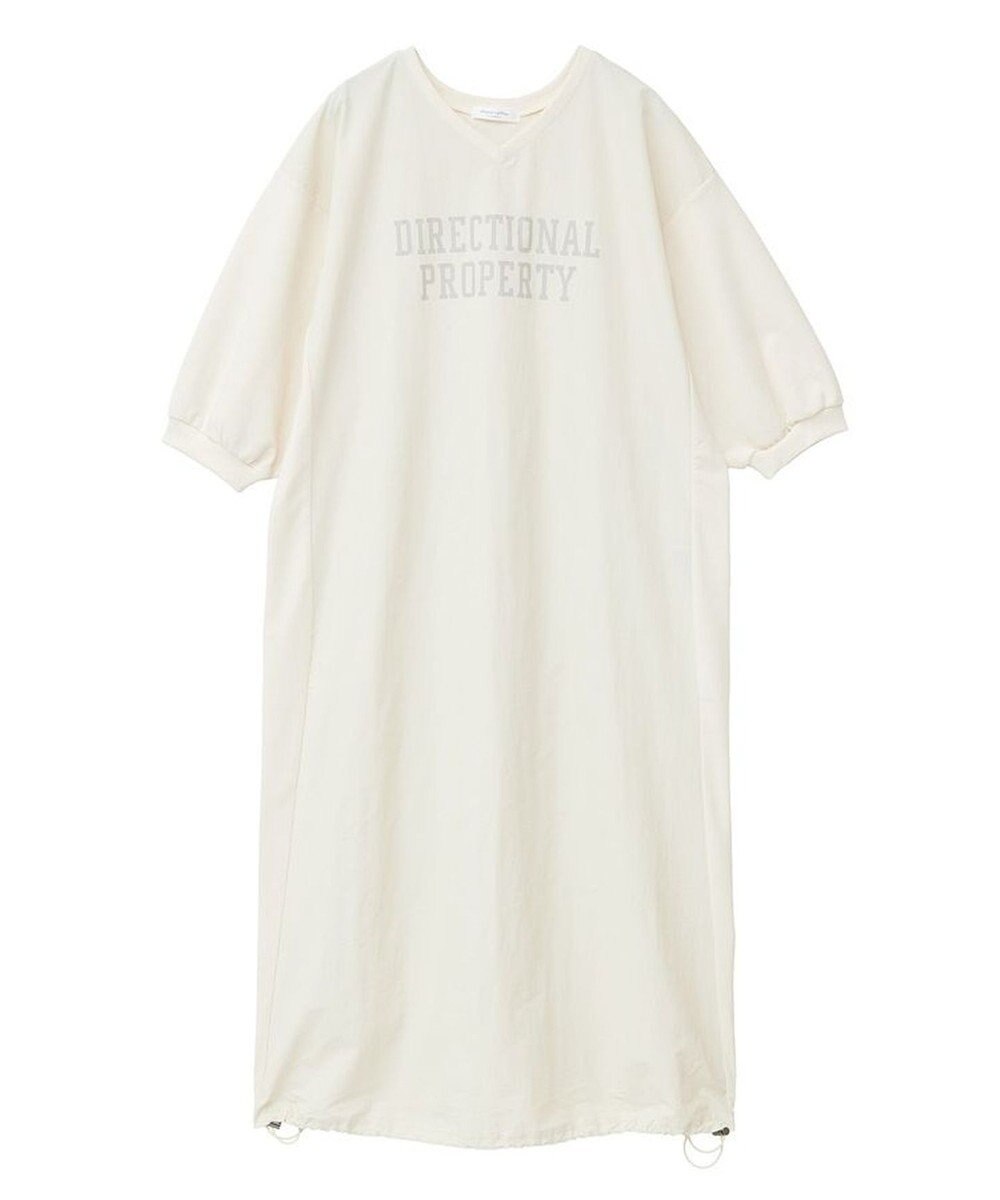 Green Parks ７分袖裏毛ドッキングロゴワンピース 