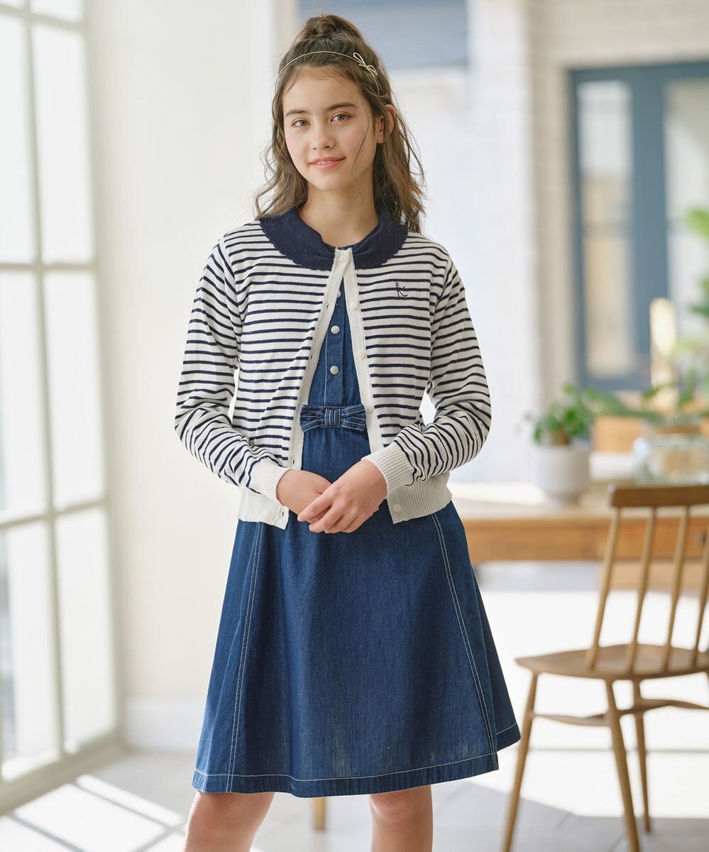 組曲 KIDS 【150-160㎝】リボンカラー カーディガン 