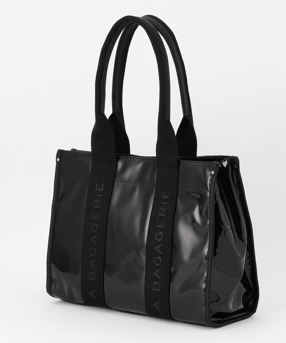 LA BAGAGERIE ソフトエナメル　ロゴテープトートバッグ　Lサイズ 