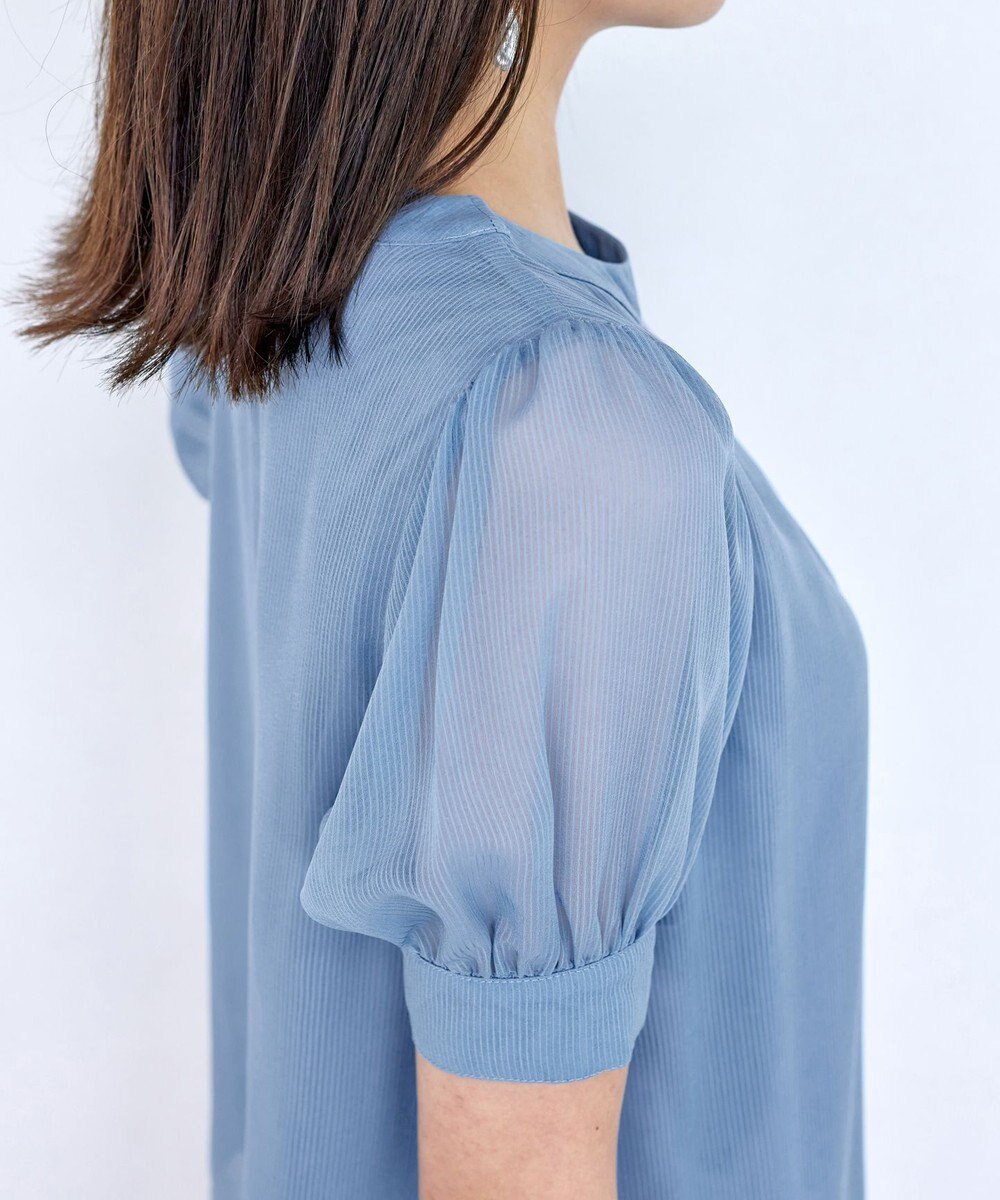 Tiaclasse 【洗える】ドビーシフォンパフスリーブブラウス 