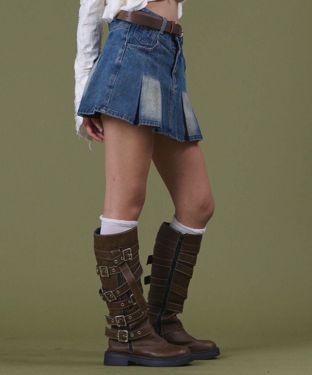 WEGO タックプリーツデニムミニスカパン 