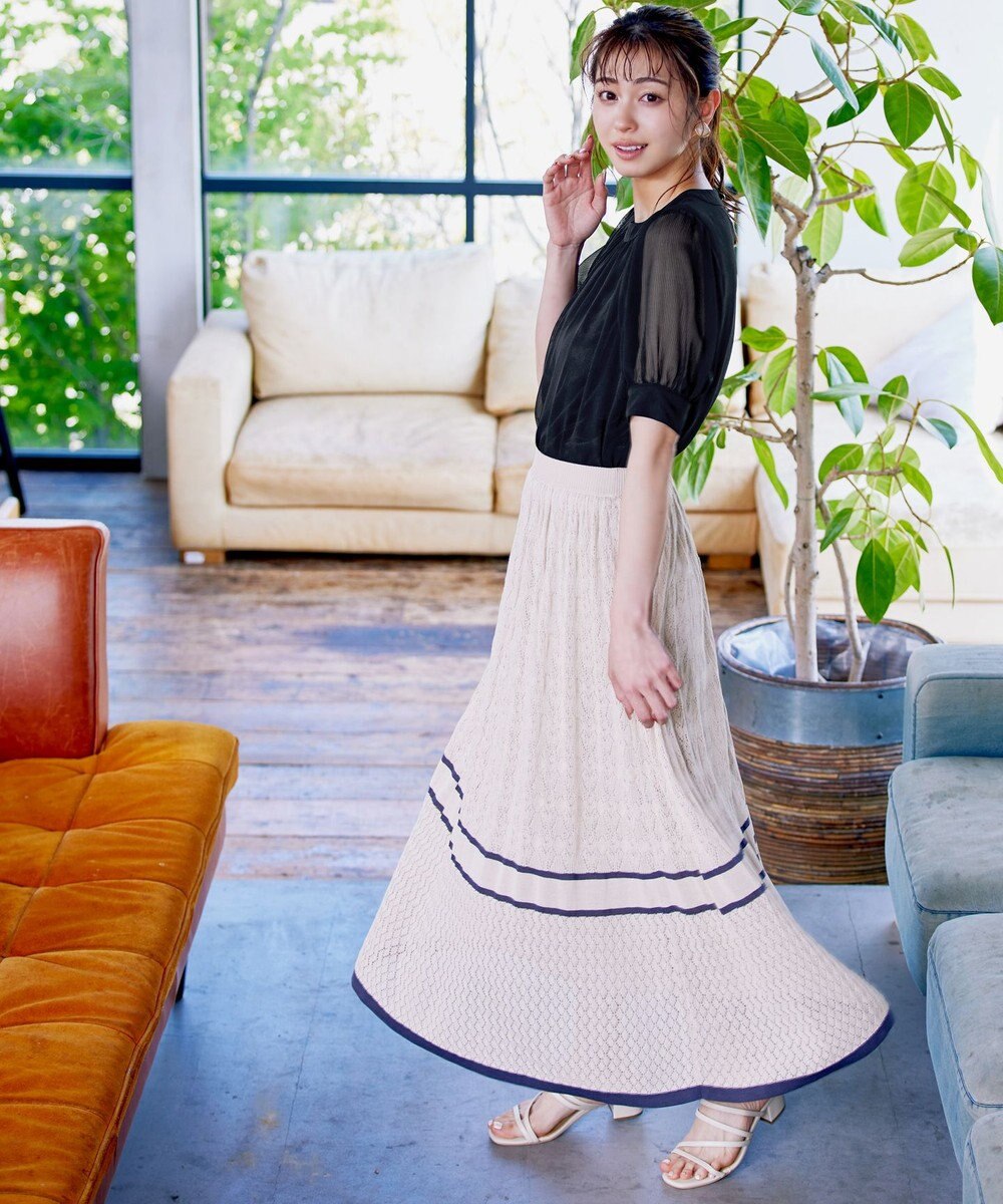 Tiaclasse 【洗える】ドビーシフォンパフスリーブブラウス 