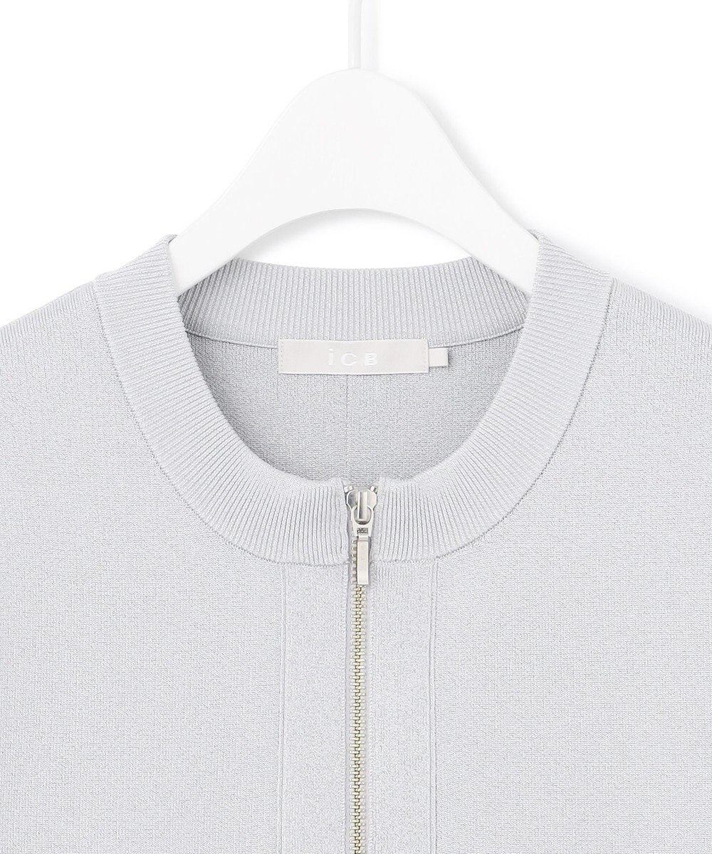 ICB L 【洗える】コットンポリエステルスムース ニットブルゾン 