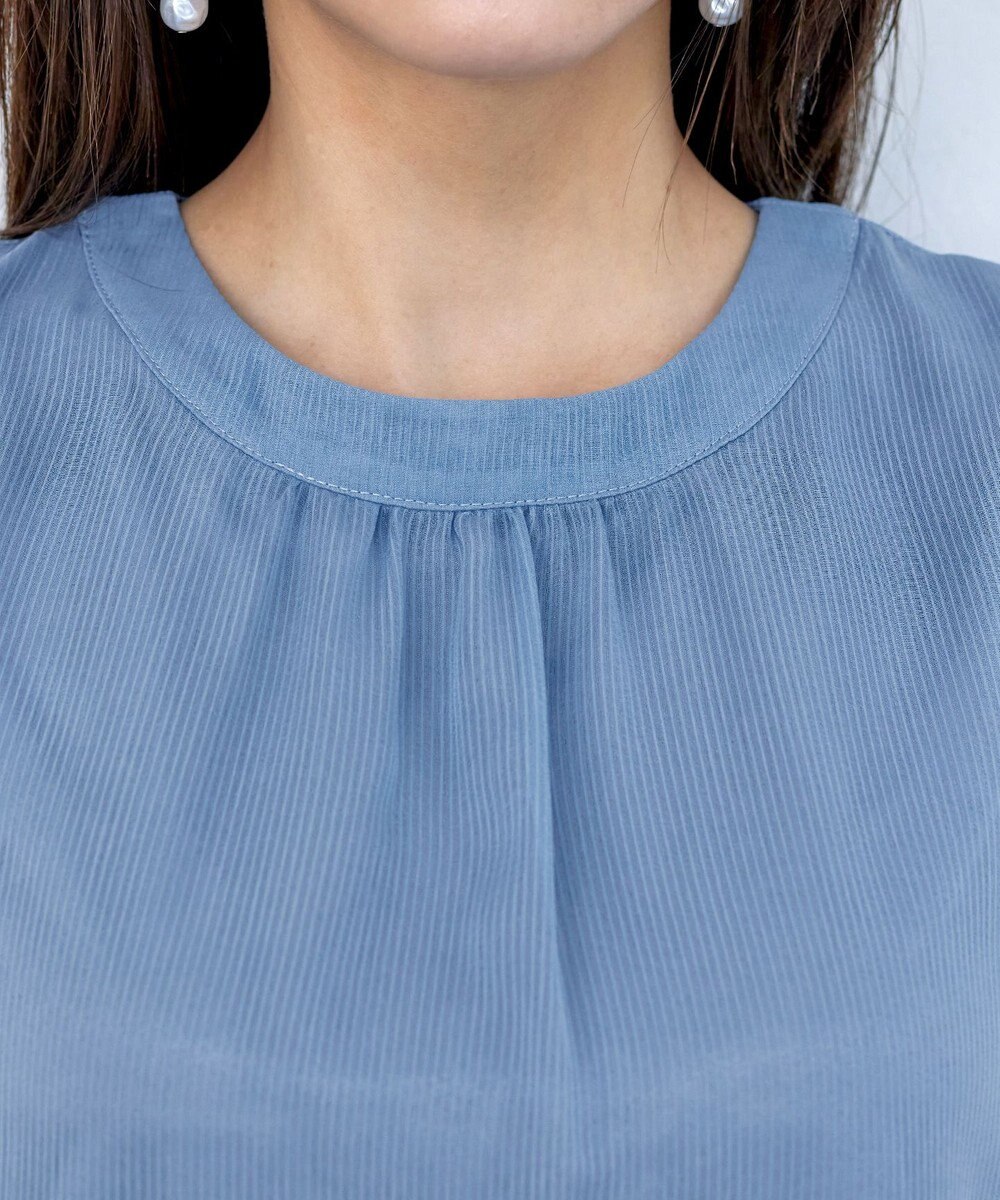 Tiaclasse 【洗える】ドビーシフォンパフスリーブブラウス 