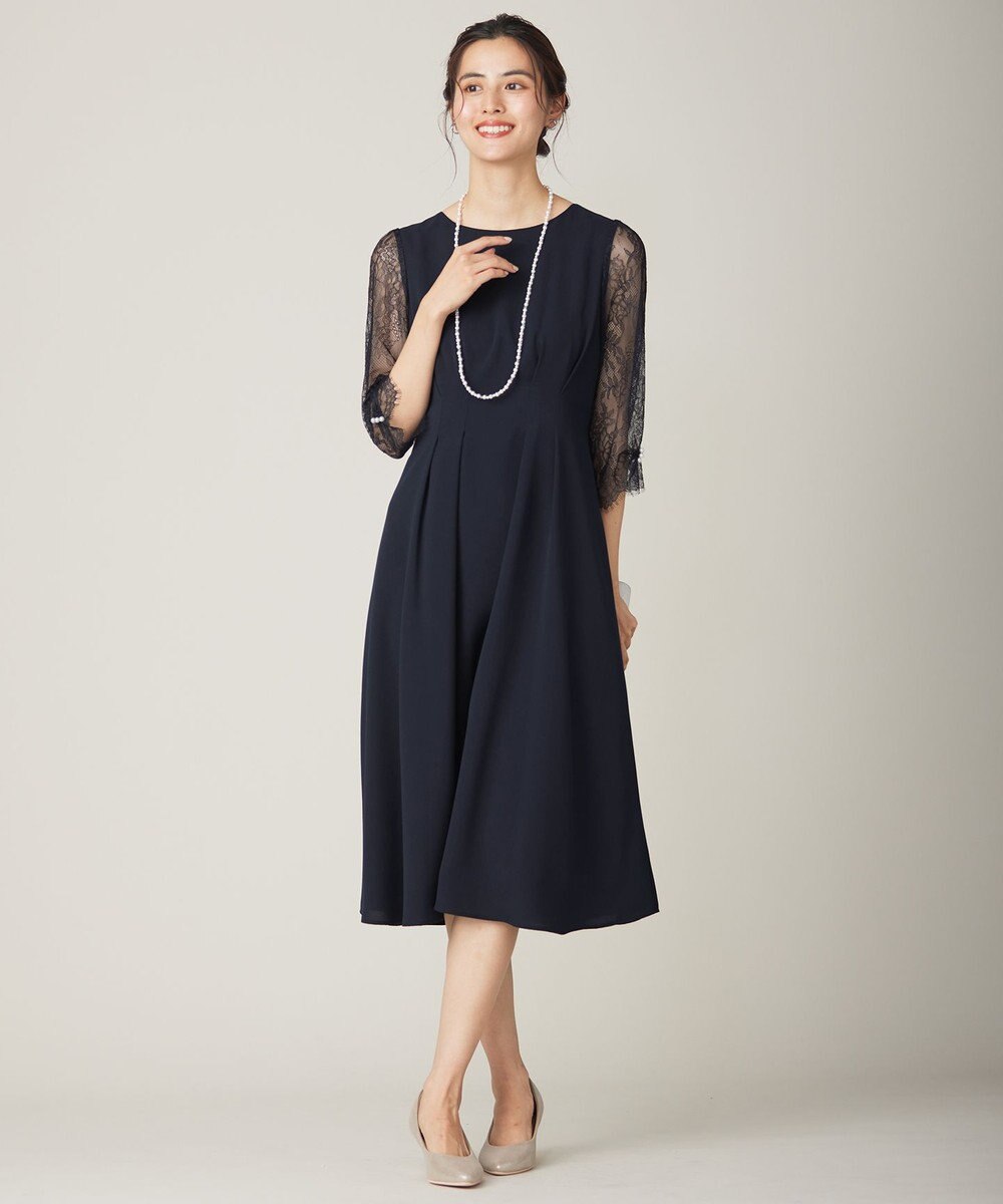 ANY SIS 【Lily Calin】レーススリーブタック ドレス 