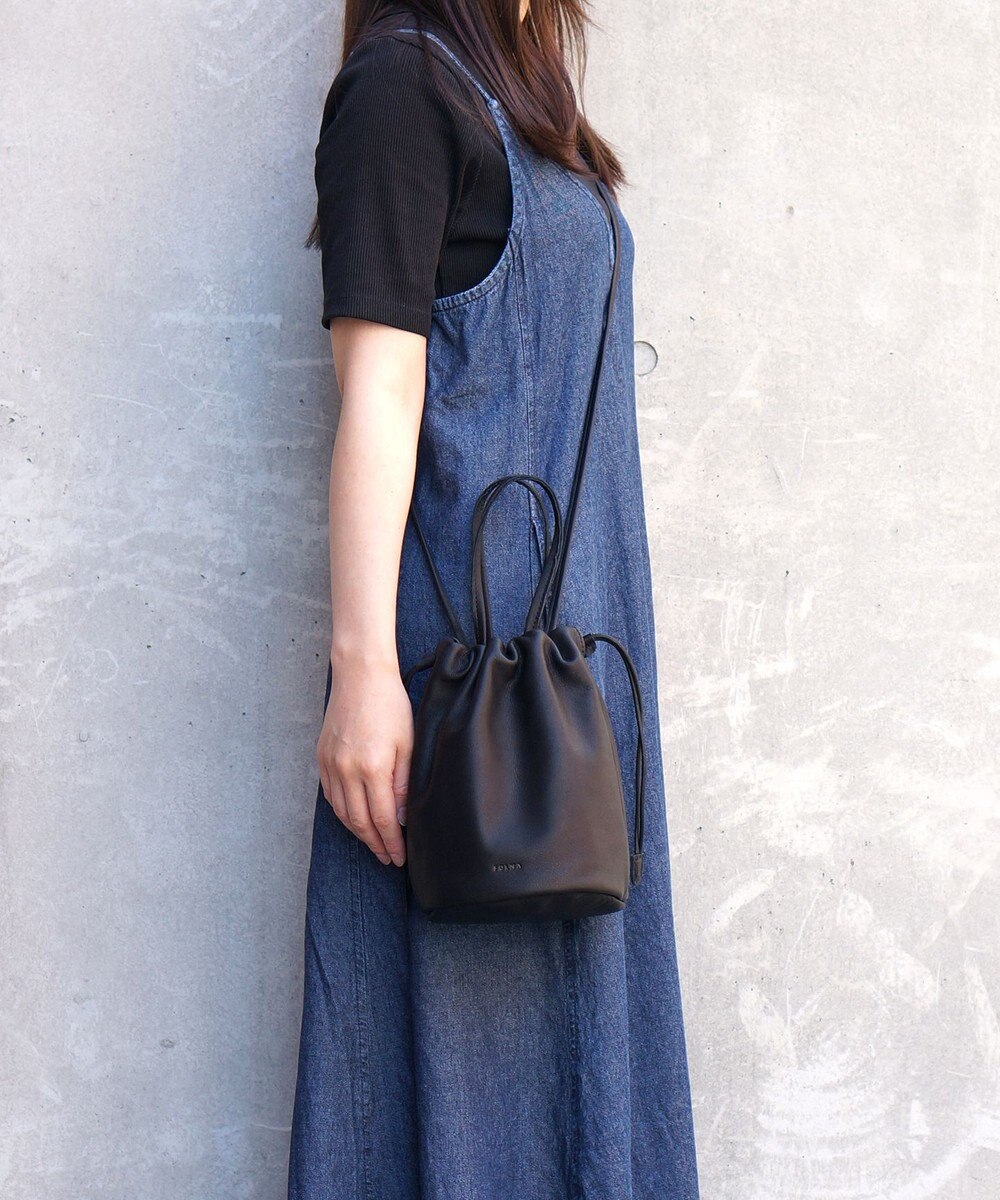 FOLNA RD ソフトレザー2WAY巾着ショルダーバッグ 