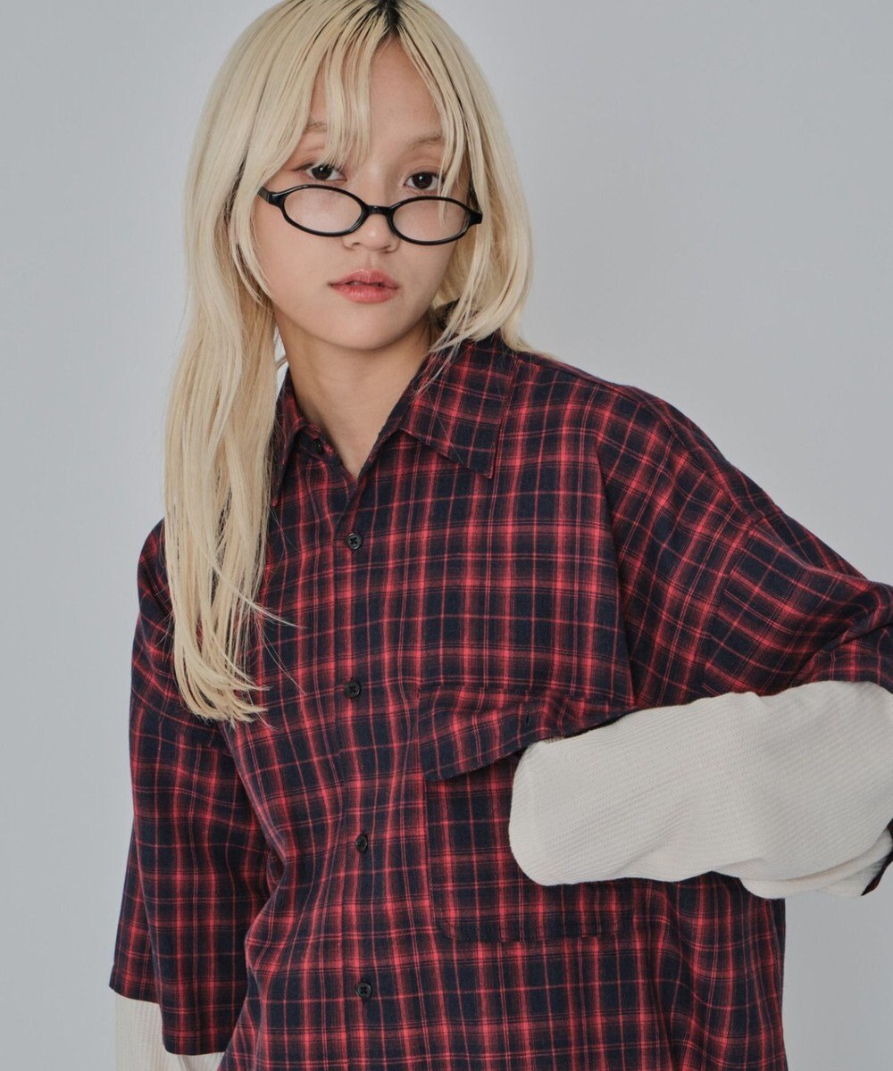 WEGO 【ユニセックス着用ITEM/MLサイズ展開】チェックレイヤードシャツ（LS） 