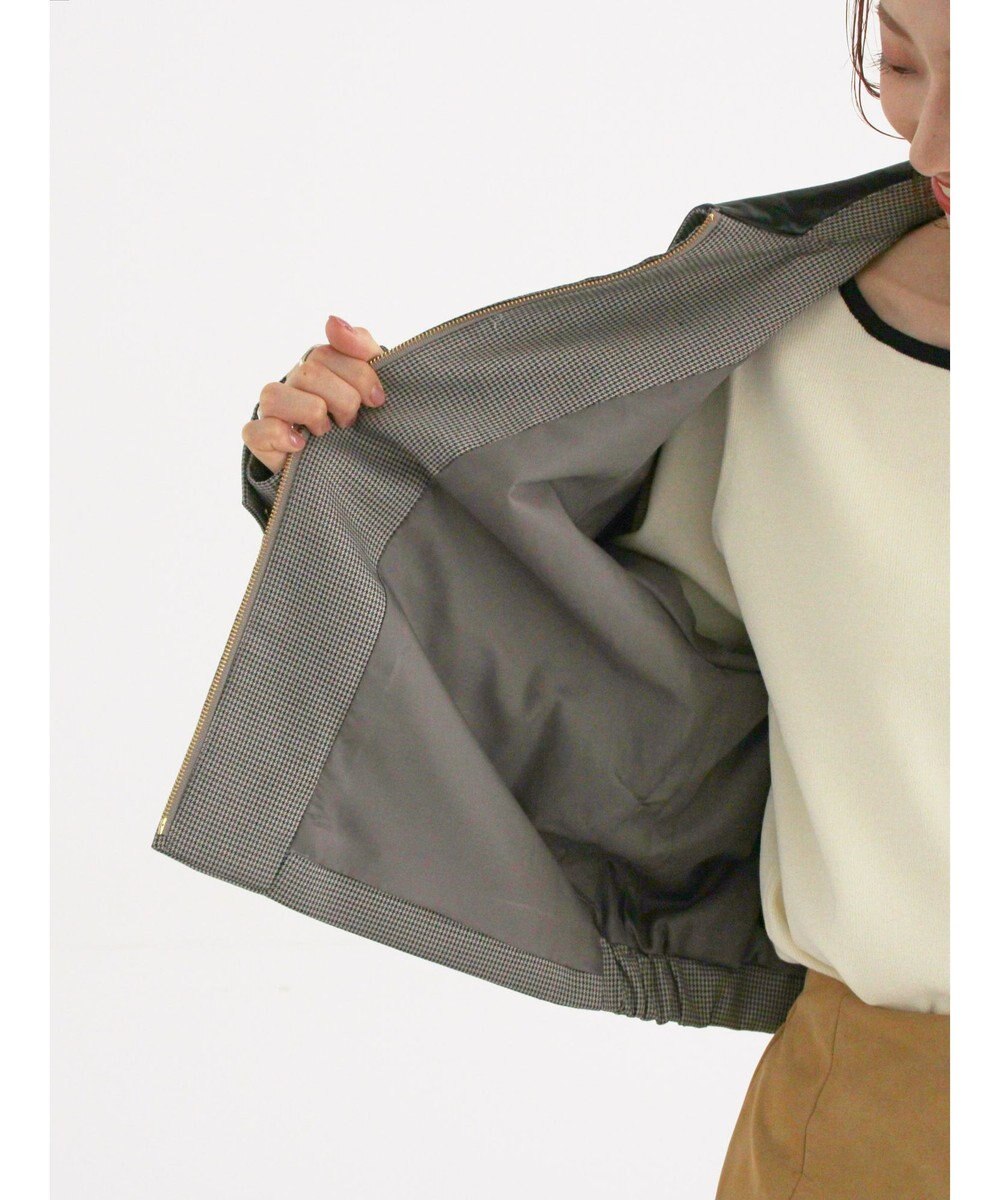 Te chichi ファブリックアソート衿付きブルゾン 