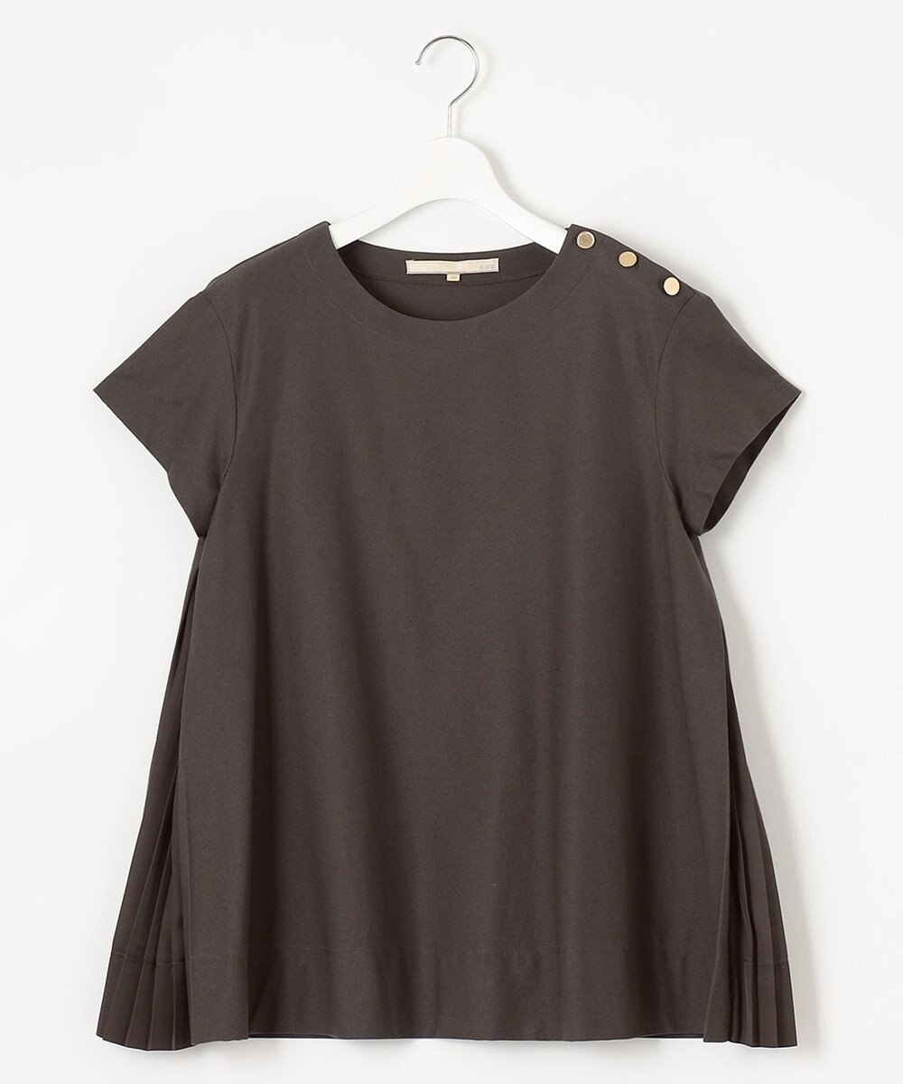 自由区 L 【洗える】ツイストプレインジャージーサイドプリーツ カットソー 