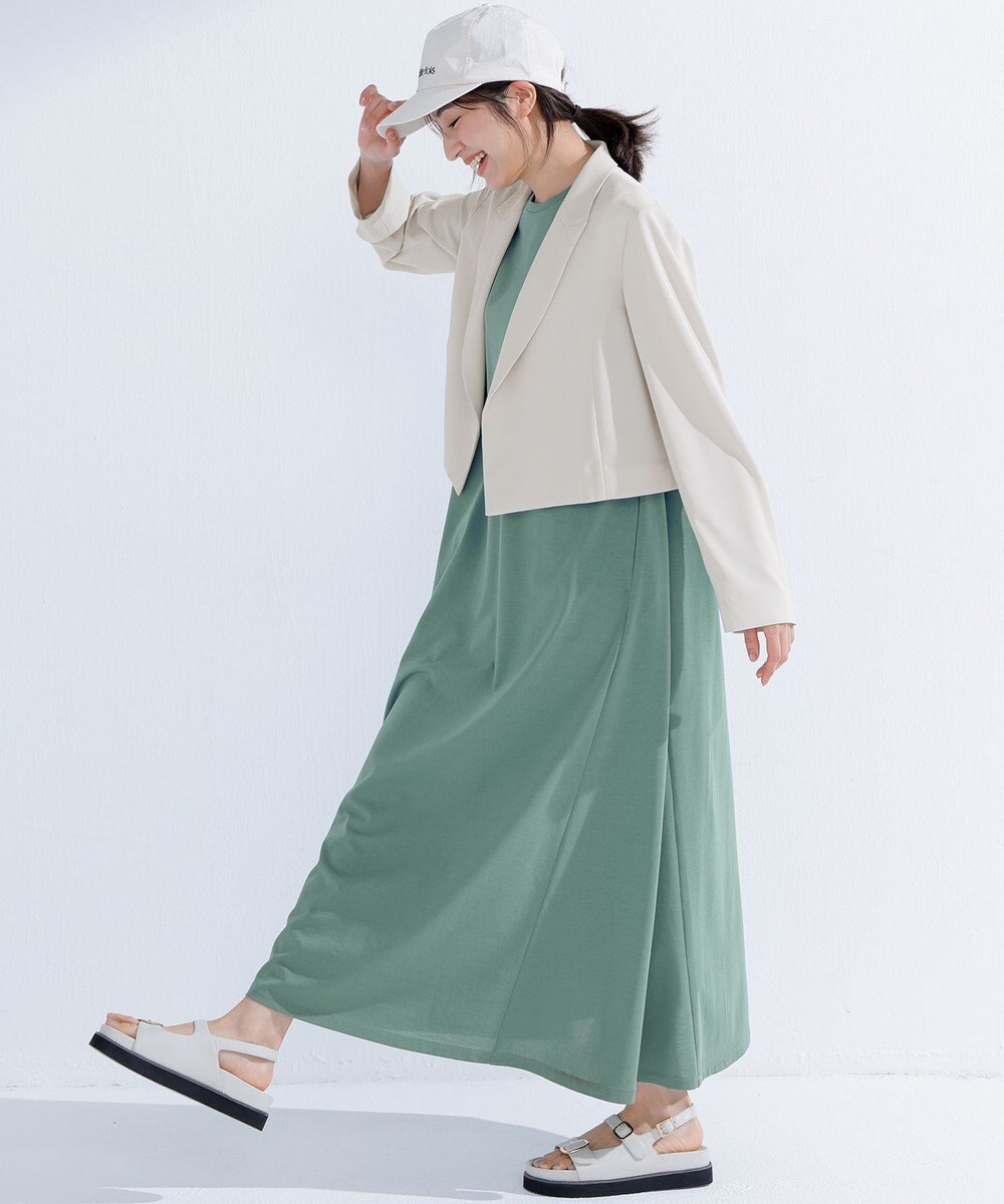 23区 L 【Oggi8月号掲載/接触冷感/洗える】ツイストコットンプレーティング スリーブレスワンピース 