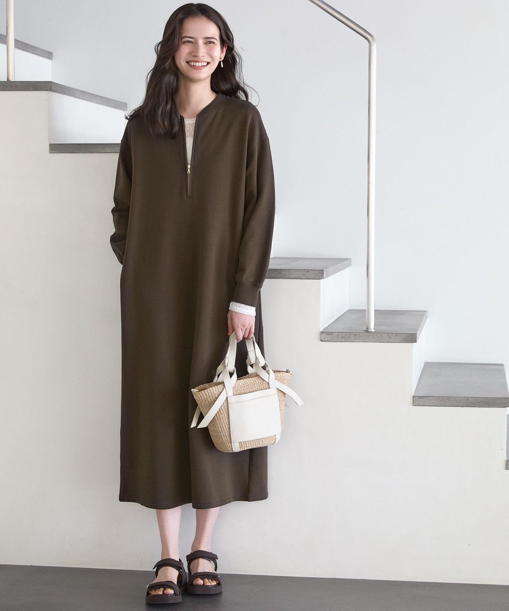 23区 L 【SLOW/一部店舗限定】ハイゲージテリー ハーフジップ ワンピース 