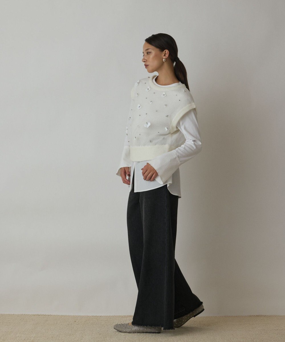 GRACE CONTINENTAL チュール刺繍ニットトップ 