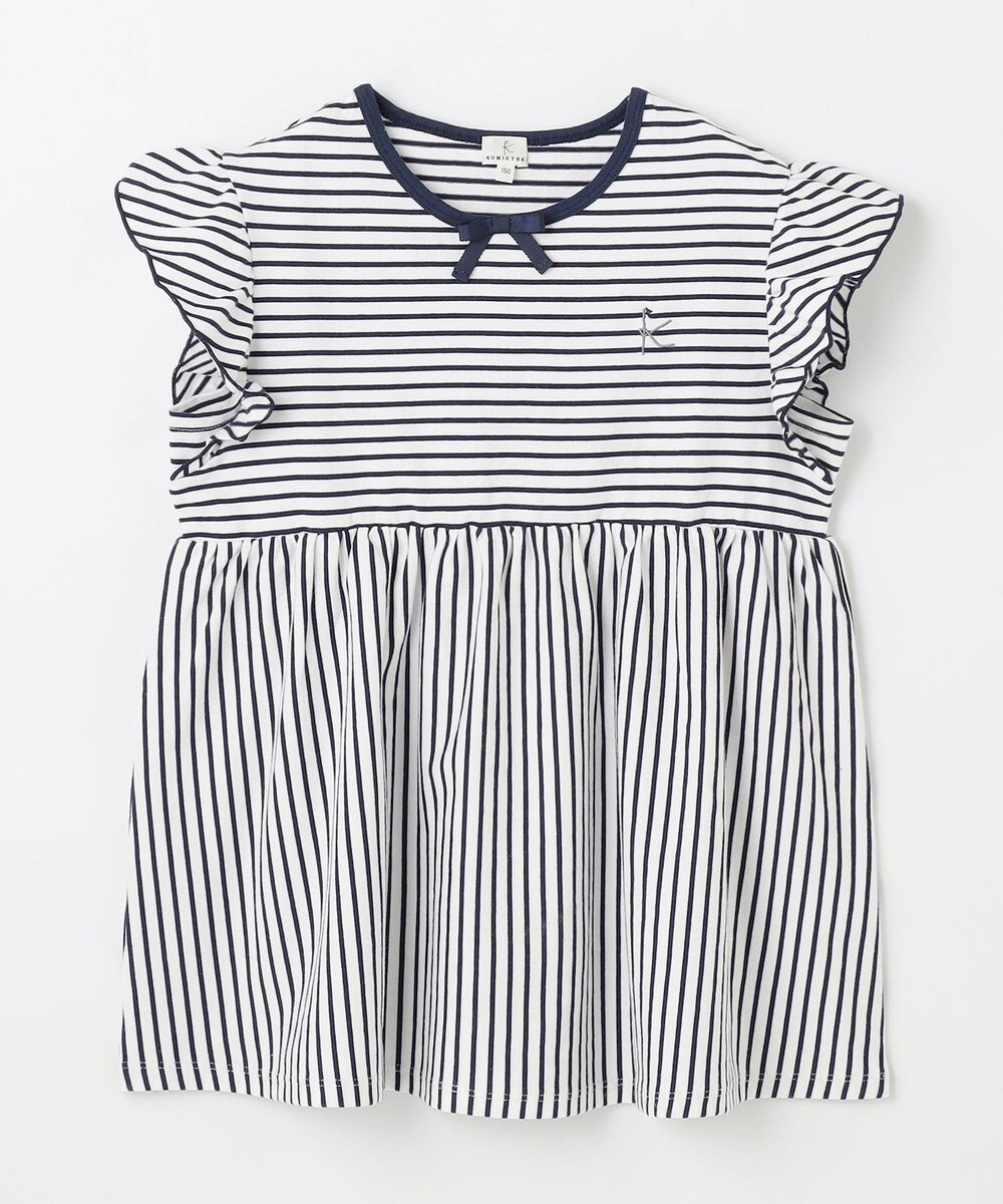 組曲 KIDS 【UVケア】【150-160㎝】マリンボーダー チュニック 