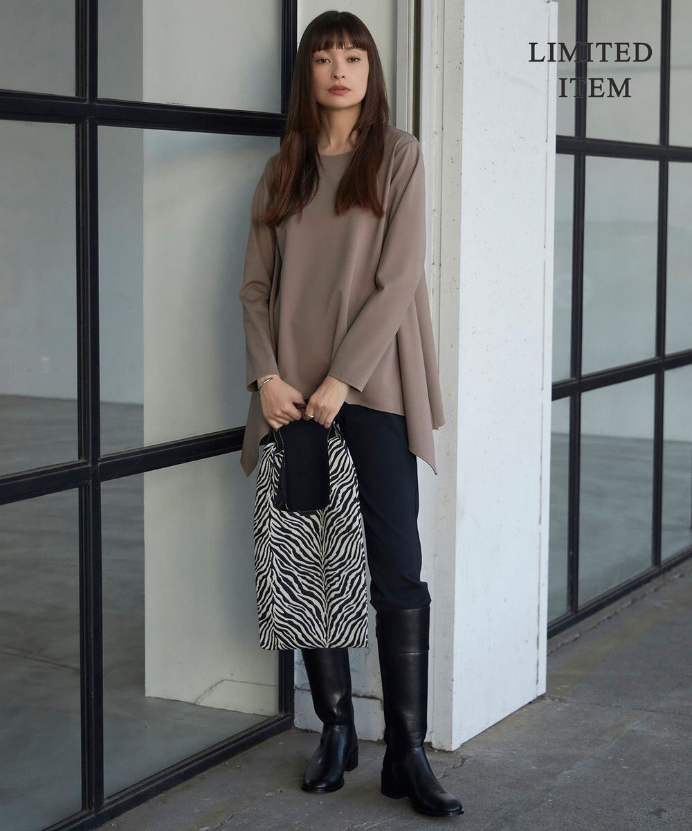 ICB L 【WEB限定・洗える】ヴィスコースストレッチポンチ イレギュラーヘムプルオーバー 