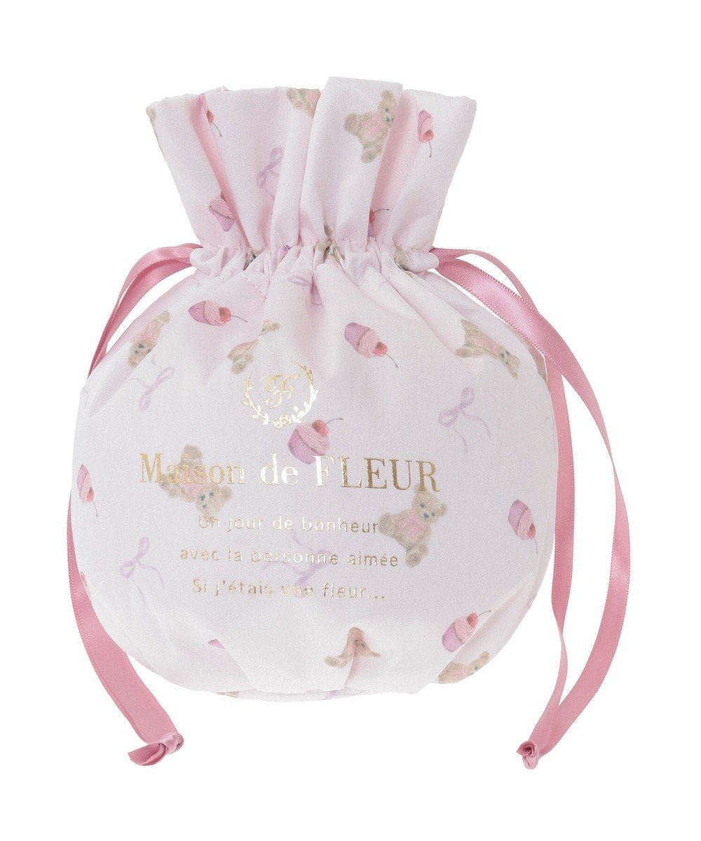 Maison de FLEUR ベア総柄巾着ポーチ 