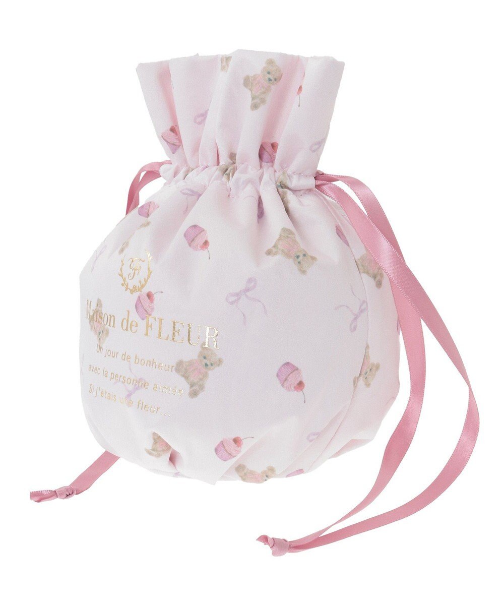 Maison de FLEUR ベア総柄巾着ポーチ 