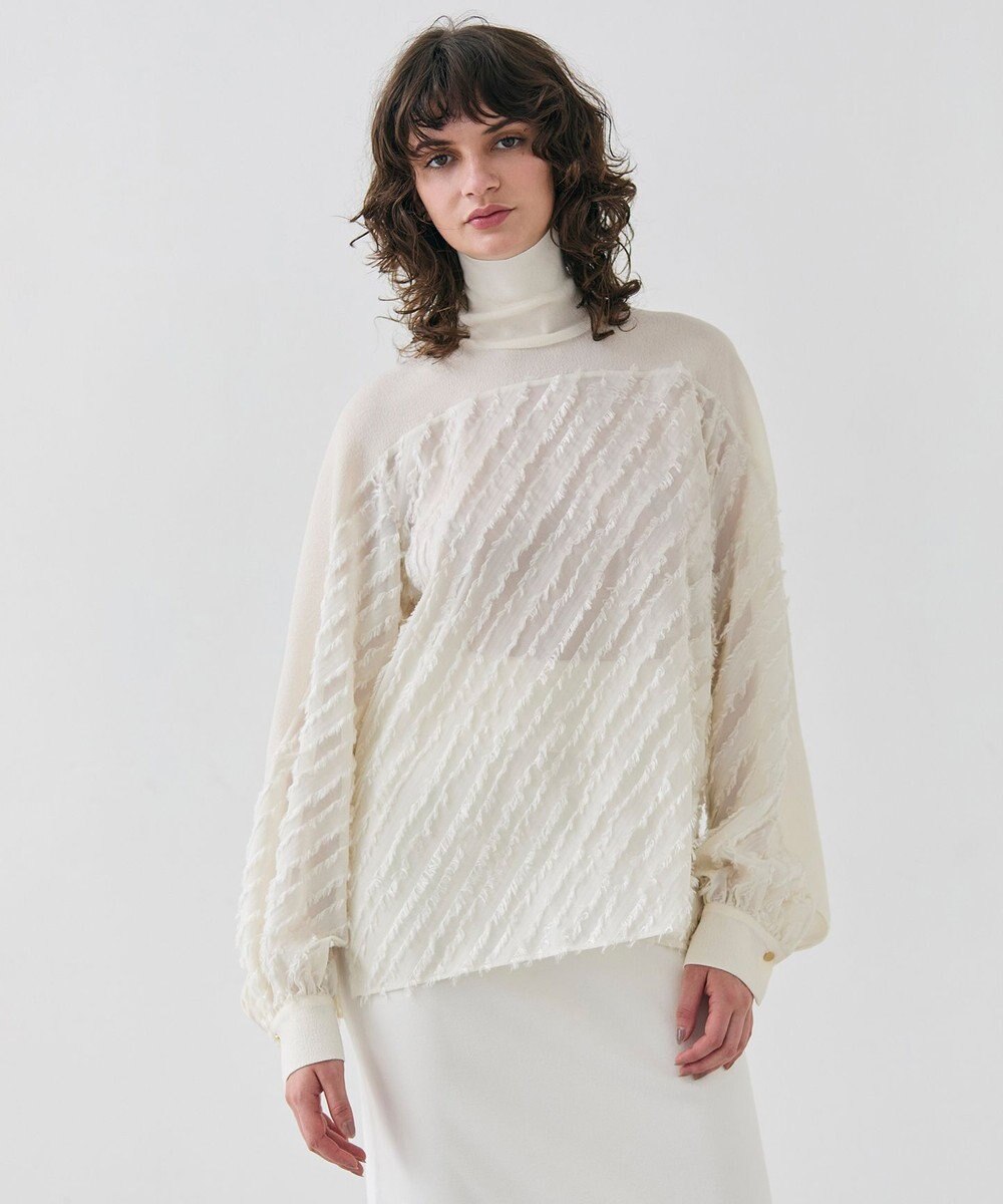 BEIGE， 【洗える】BANKSIA / ニットコンビカットジャカードブラウス 