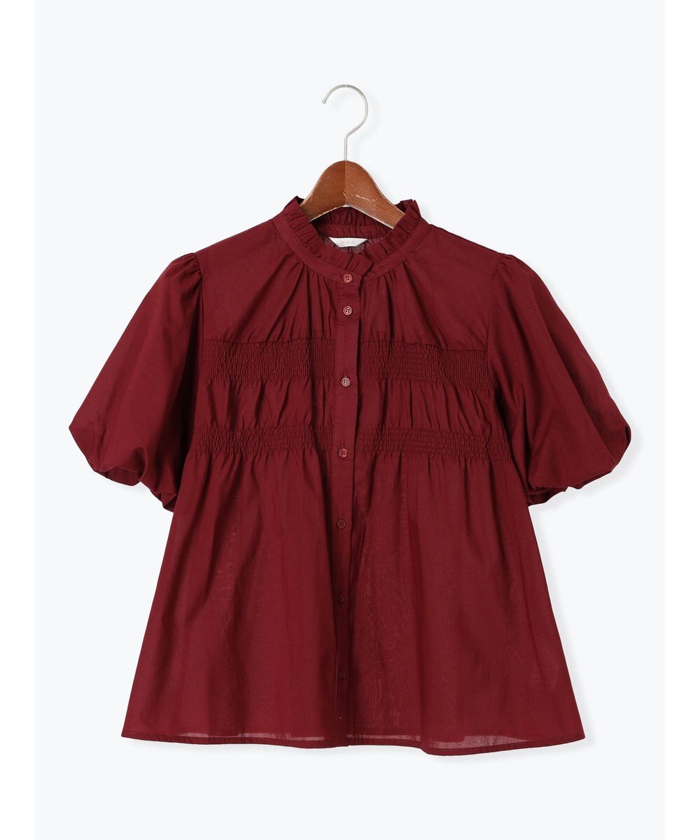 Te chichi スタンドフリル5分袖シャーリングブラウス 