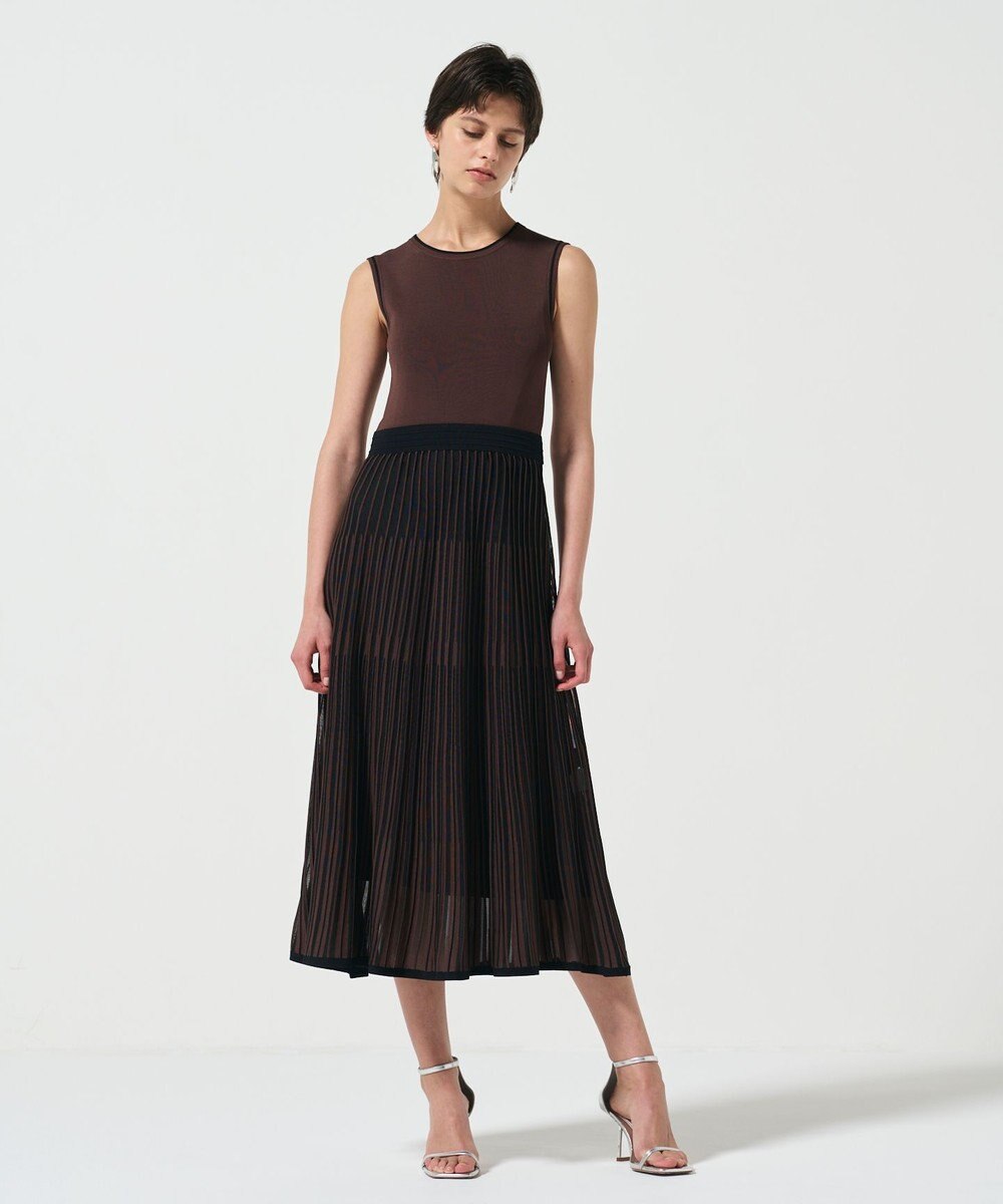 GRACE CONTINENTAL バイカラーシアーニットワンピース 