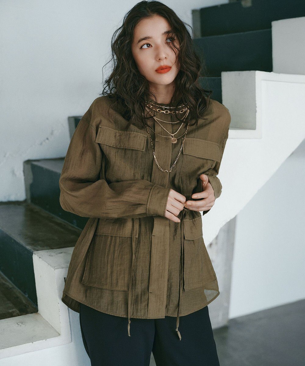 23区 【Oggi掲載/見上愛さん着用】リネンミックスシアースラブ ミリタリー シャツジャケット 