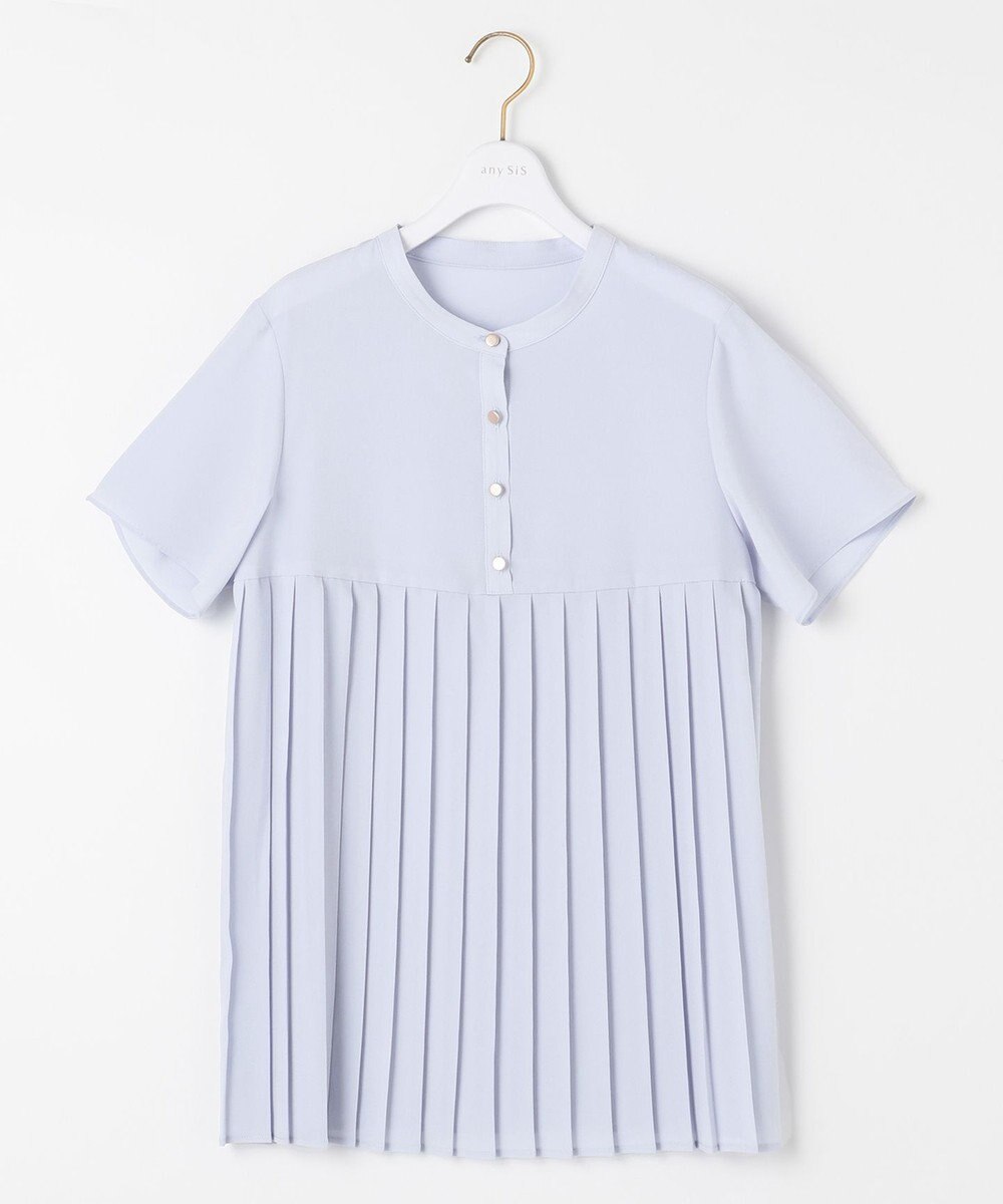 ANY SIS L 【洗える】ジョーゼットプリーツコンビ ブラウス 