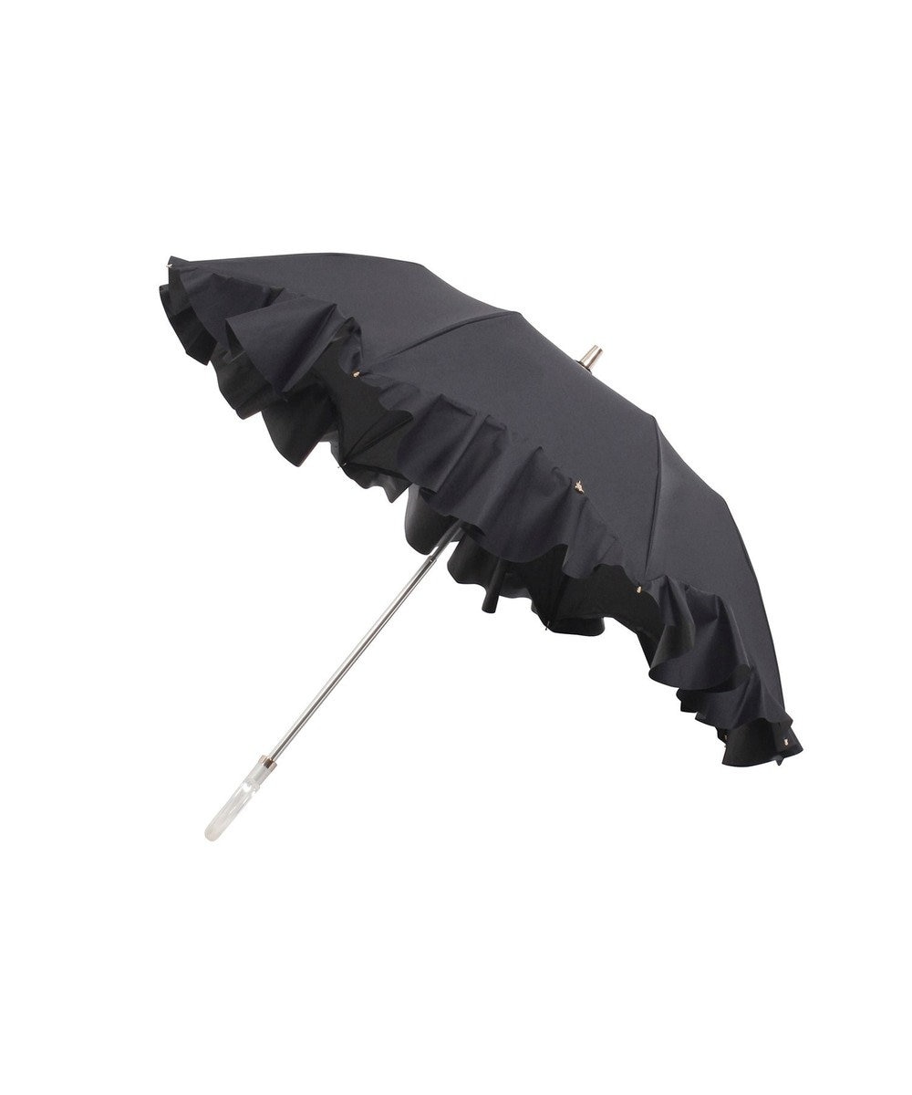 MOONBAT 【1級遮光/遮熱/UV】LANVIN en Bleu (ランバン オン ブルー)晴雨兼用日傘 ラッフルフリル 無地 チャーム付き 折りたたみ傘 楽折 