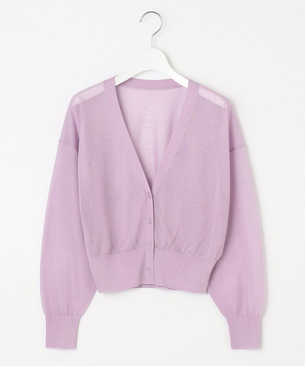 Feroux 【洗える】Vネックシアー カーデ 