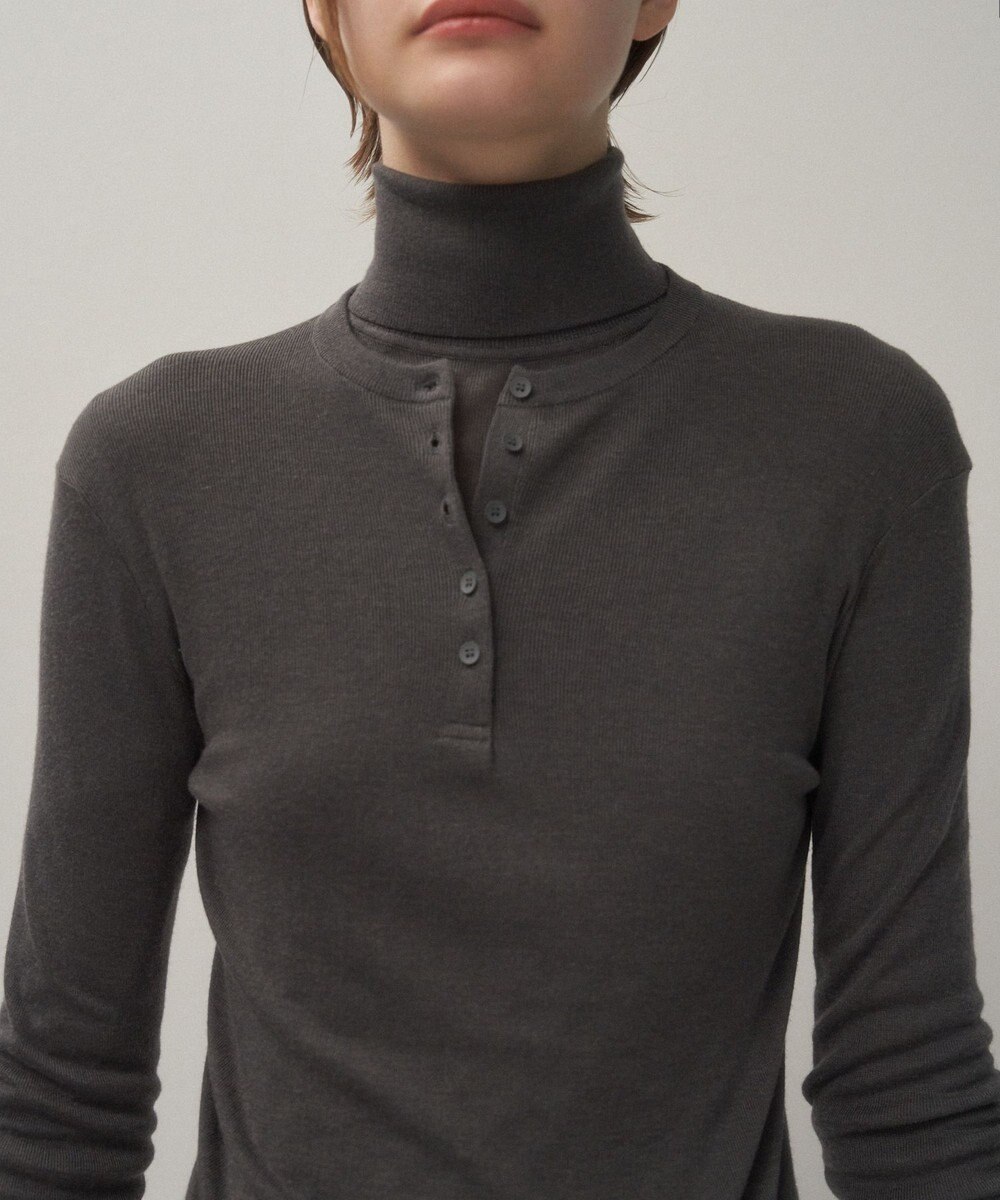 ATON TENCEL SILK CIRCULER RIB | ヘンリーネックセーター 