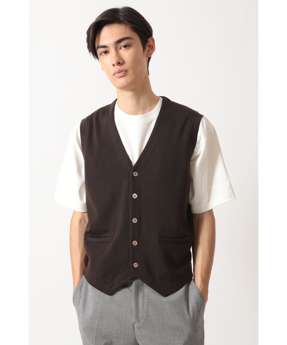 DAKS スーパーファインメリノ コンビネーションニットベスト 