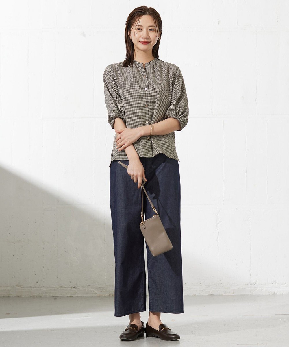 J.PRESS LADIES 【洗える】バイカラーギンガム&ストライプ ブラウス 