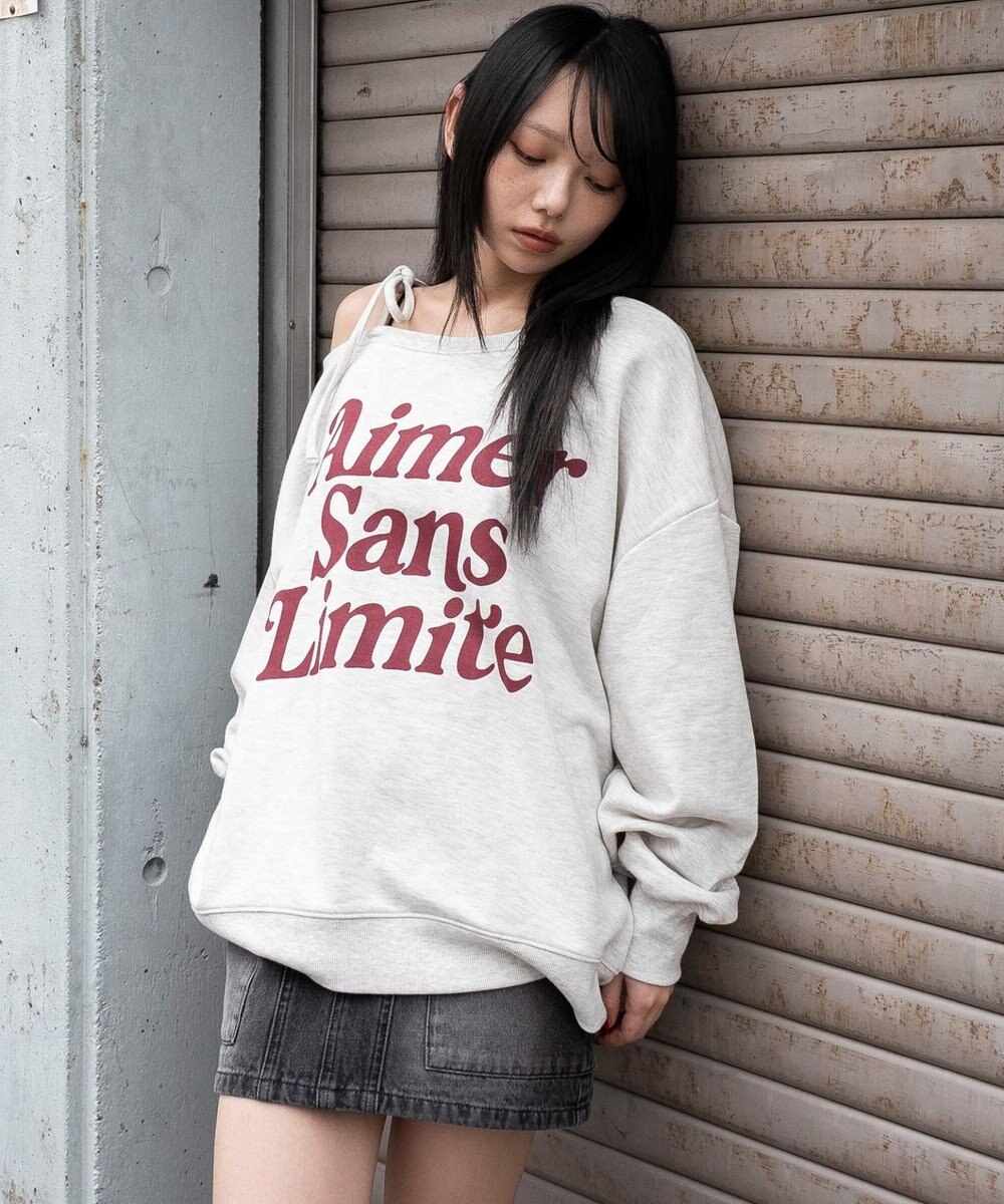 WEGO 【25年秋冬新作】2WAYグラフィックワンショルBIGスウェット 