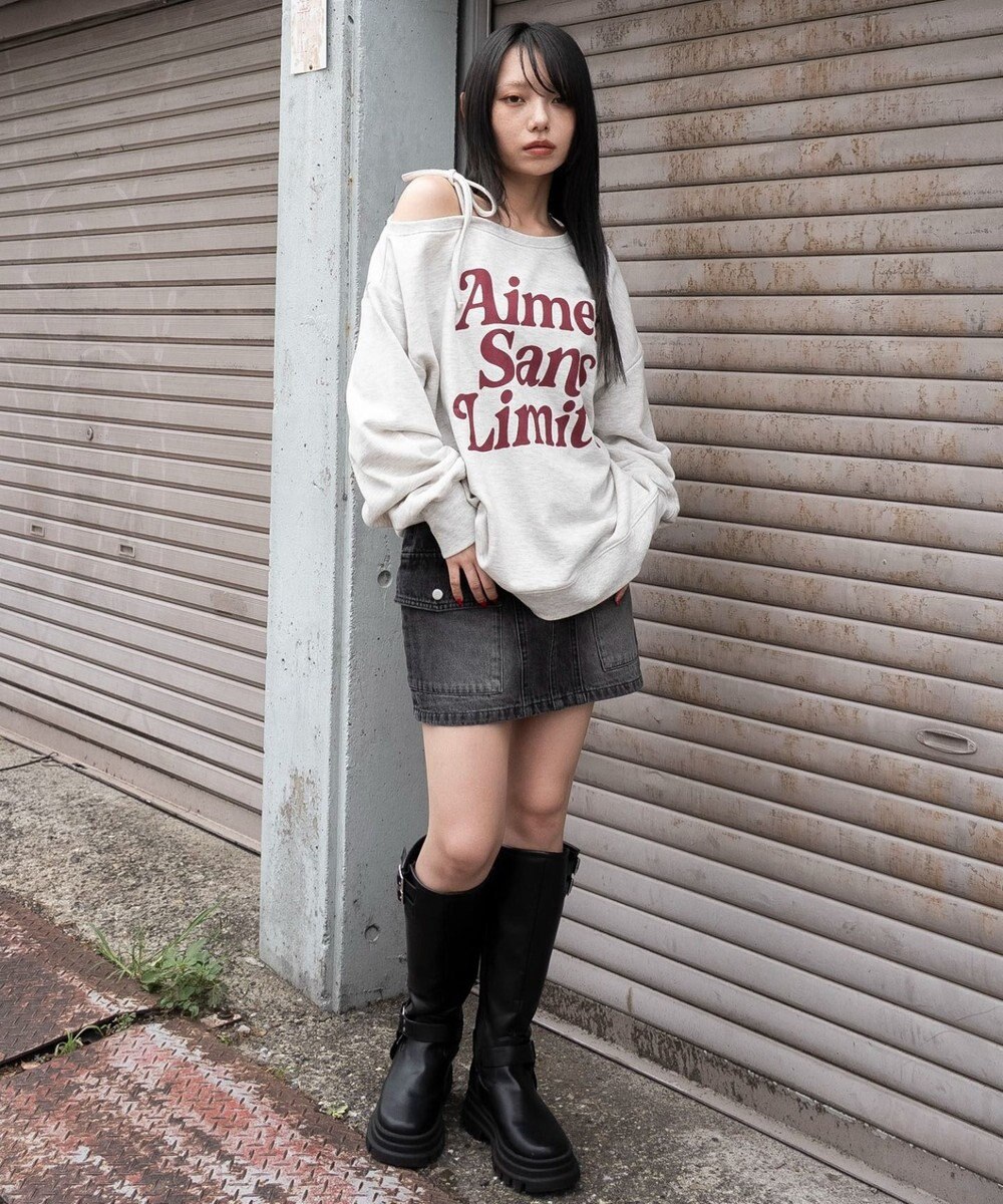 WEGO 【25年秋冬新作】2WAYグラフィックワンショルBIGスウェット 