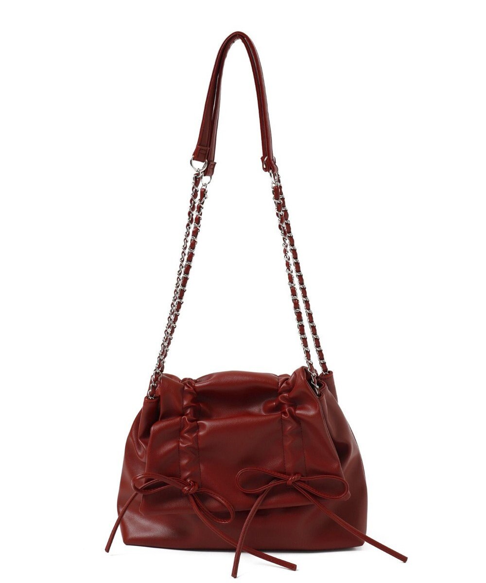 WEGO ギャザーリボンフラップバッグ 