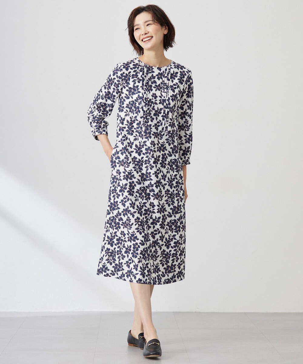 J.PRESS LADIES 【洗える】スパンフラワープリント  ワンピース 