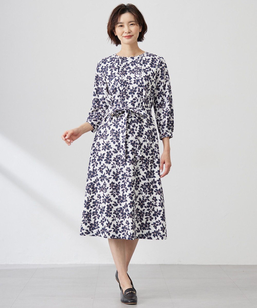 J.PRESS LADIES 【洗える】スパンフラワープリント  ワンピース 