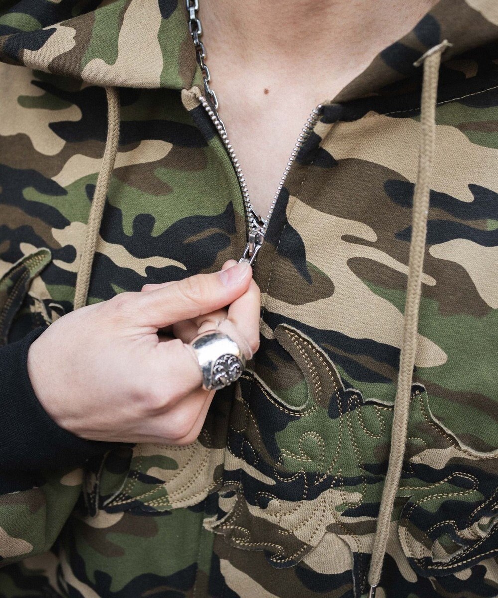 WEGO 【ユニセックス着用ITEM/MLサイズ展開】カモフラグラフィックZIPパーカー 