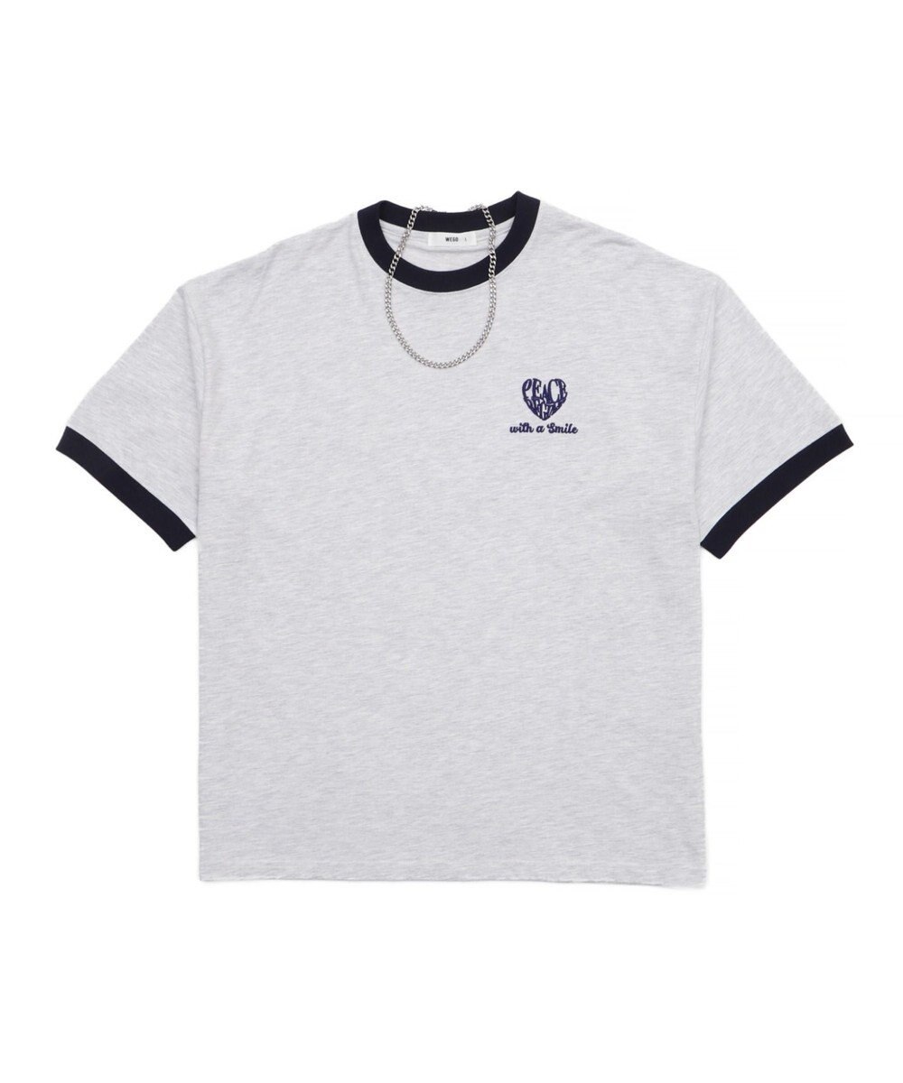 WEGO 【ユニセックス着用ITEM/MLサイズ展開】アクセ付きリンガーグラフィックT（SS） 