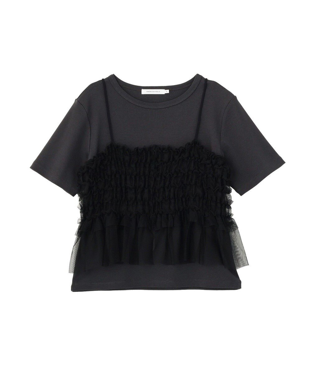 AMERICAN HOLIC 【2点セット】半袖Tシャツ＋チュールビスチェ 