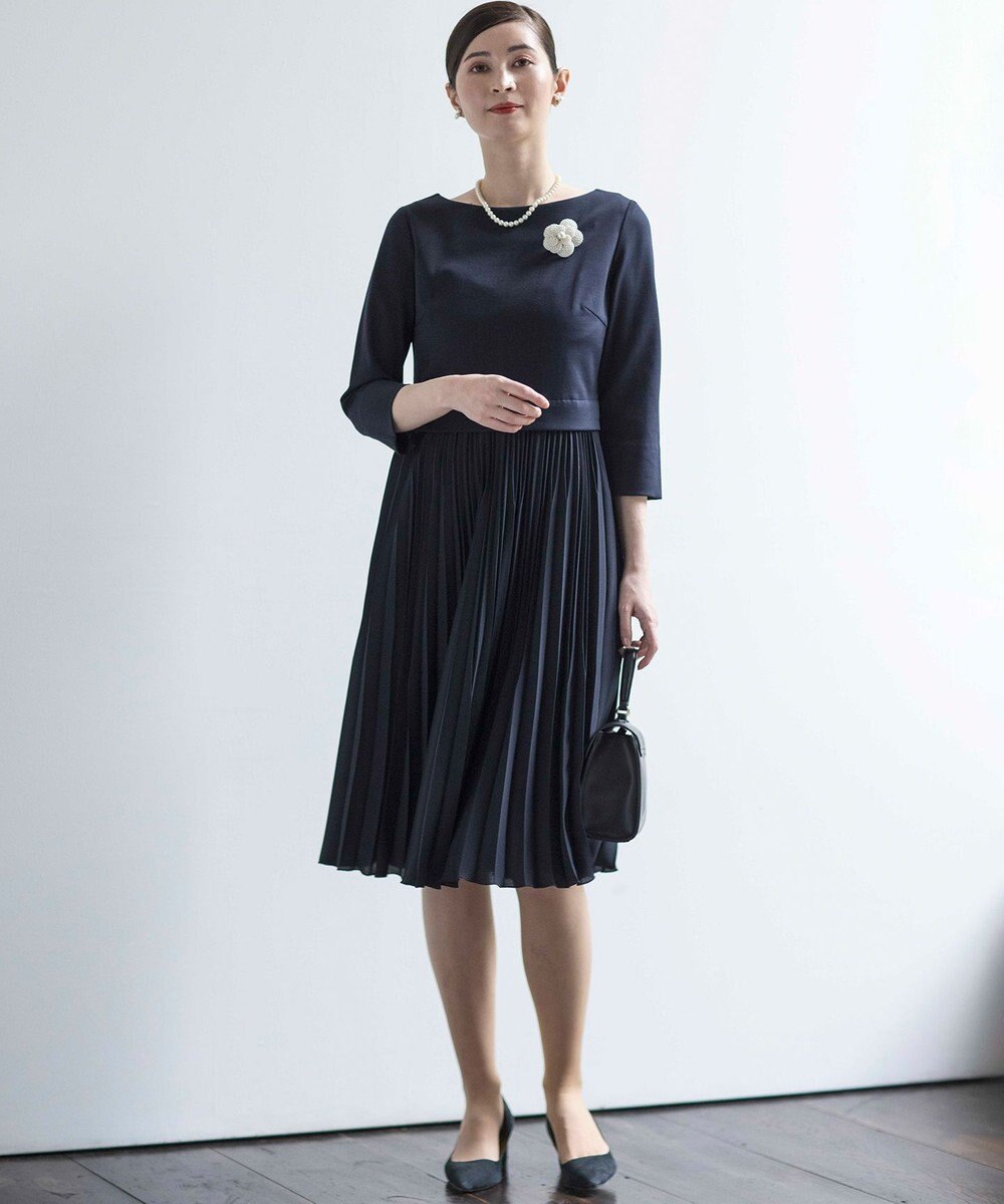 組曲 L 【KUMIKYOKU NAVY】ジャージーコンビプリーツ ワンピース 