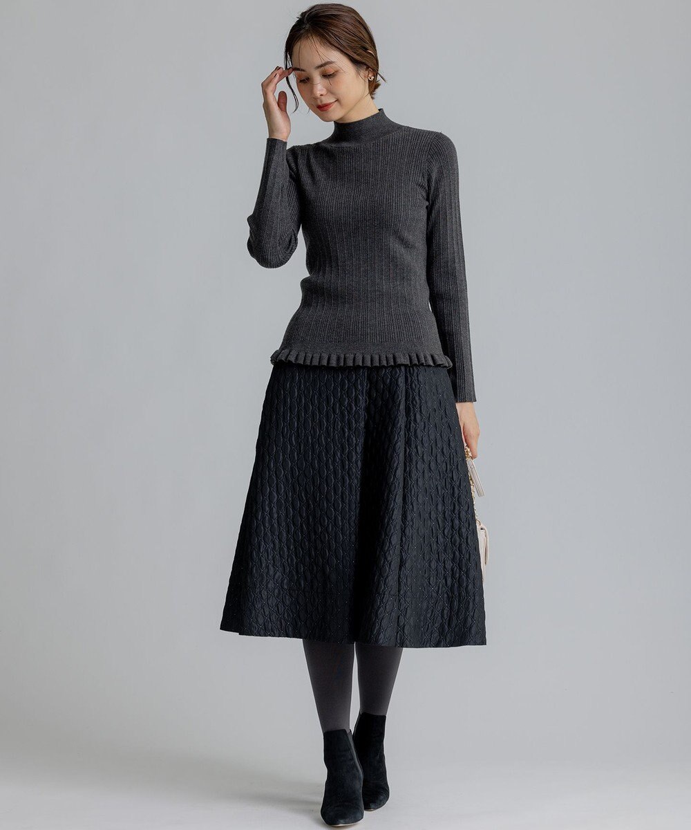 組曲 ジオメトリックフラワージャガード フレアスカート 