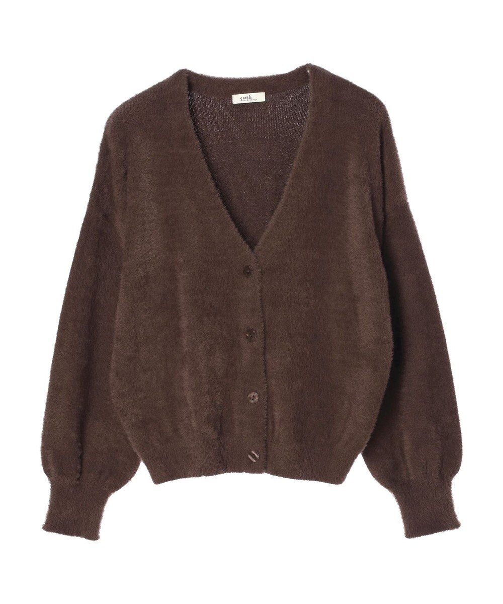 earth music&ecology ミニシャギーＶネックカーディガン 
