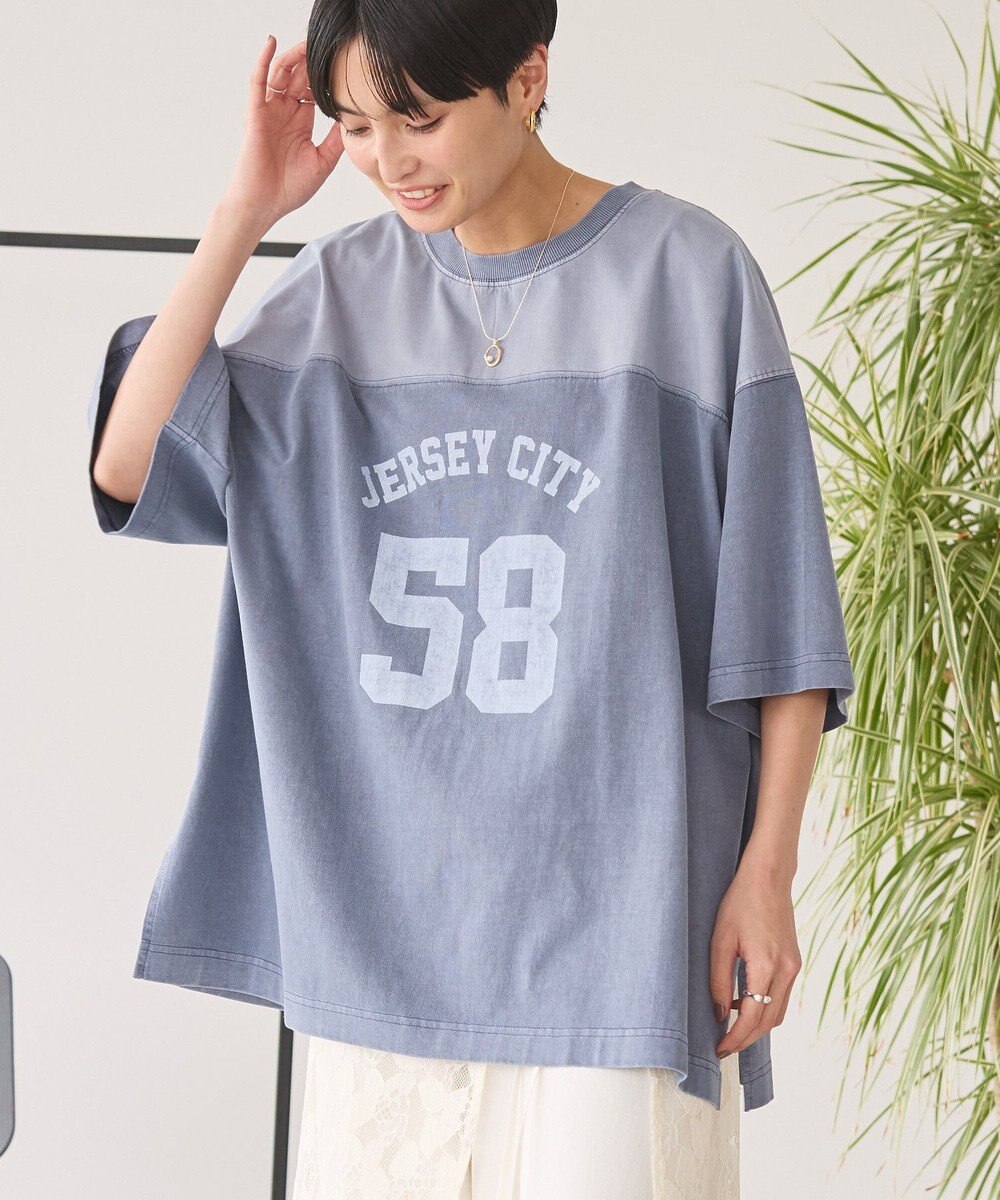 AMERICAN HOLIC ピグメント加工フットボールＴシャツ 