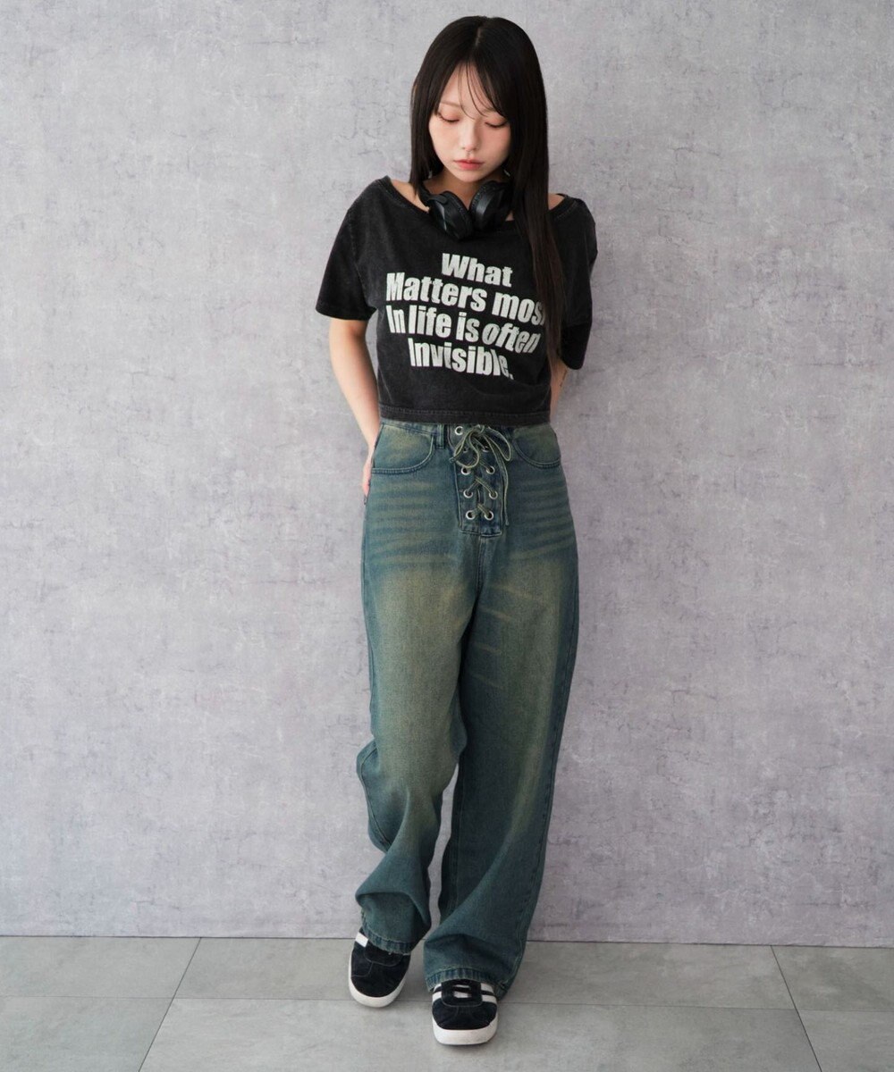 WEGO レースアップデニムパンツ 